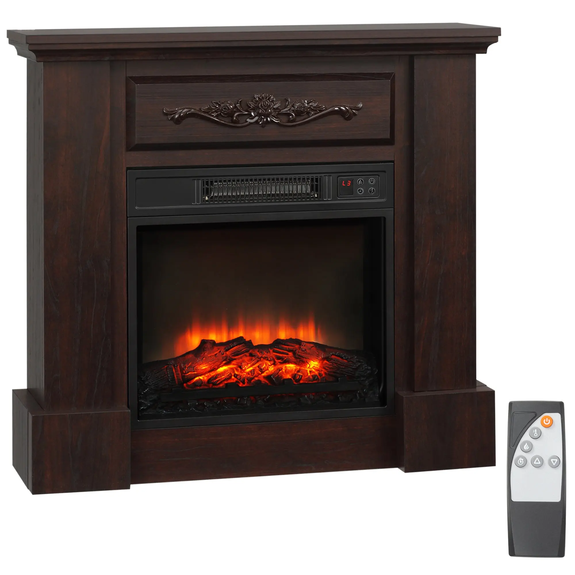 32" Electric Fireplace with Overheat Protection and Remote Control, 1400W, White
