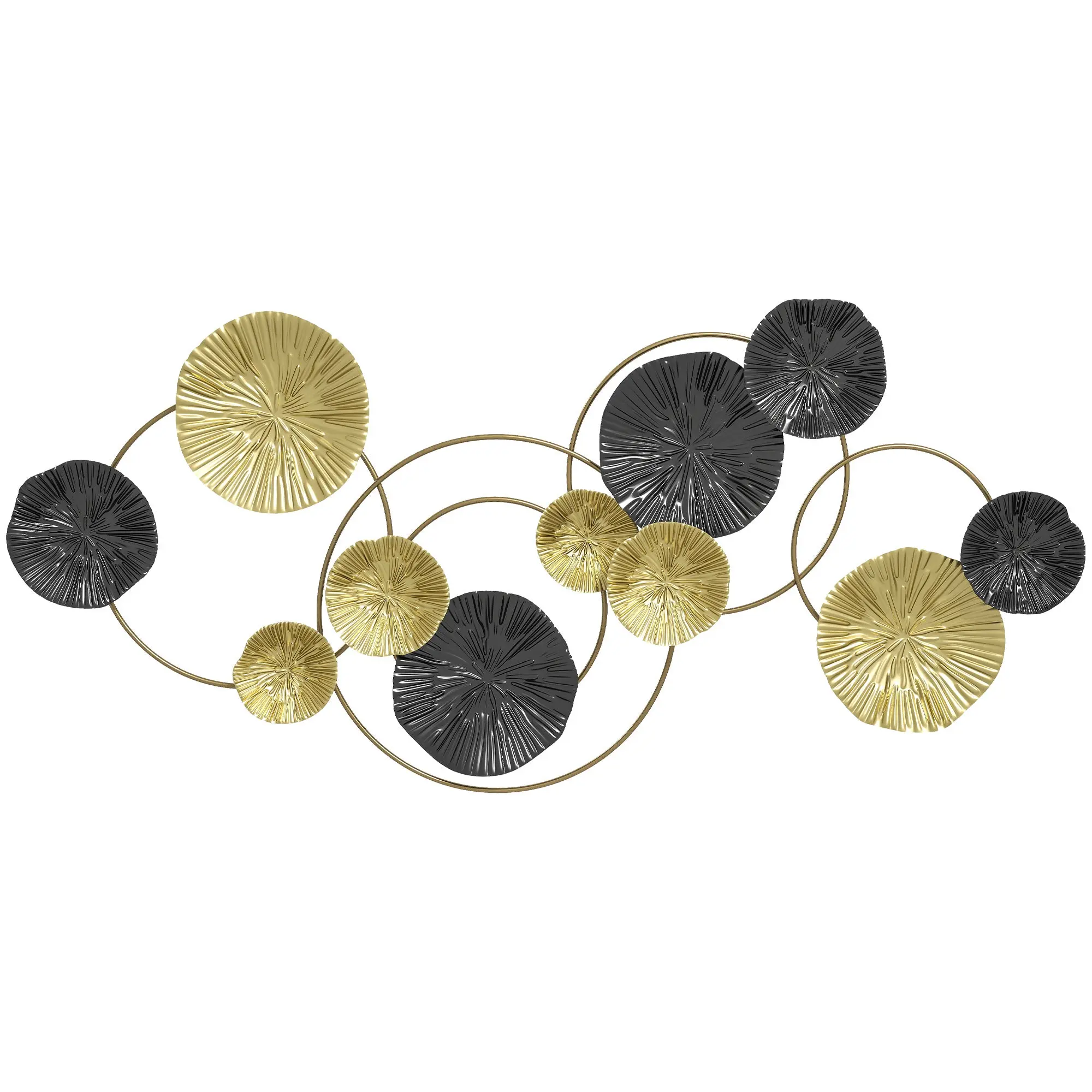 Large Metal Wall Art, Modern Hanging Wall Sculpture with Unique Multi-Disc Design, Horizontal or Vertical Metal Hanging Decoration for Living Room Bedroom Entryway
