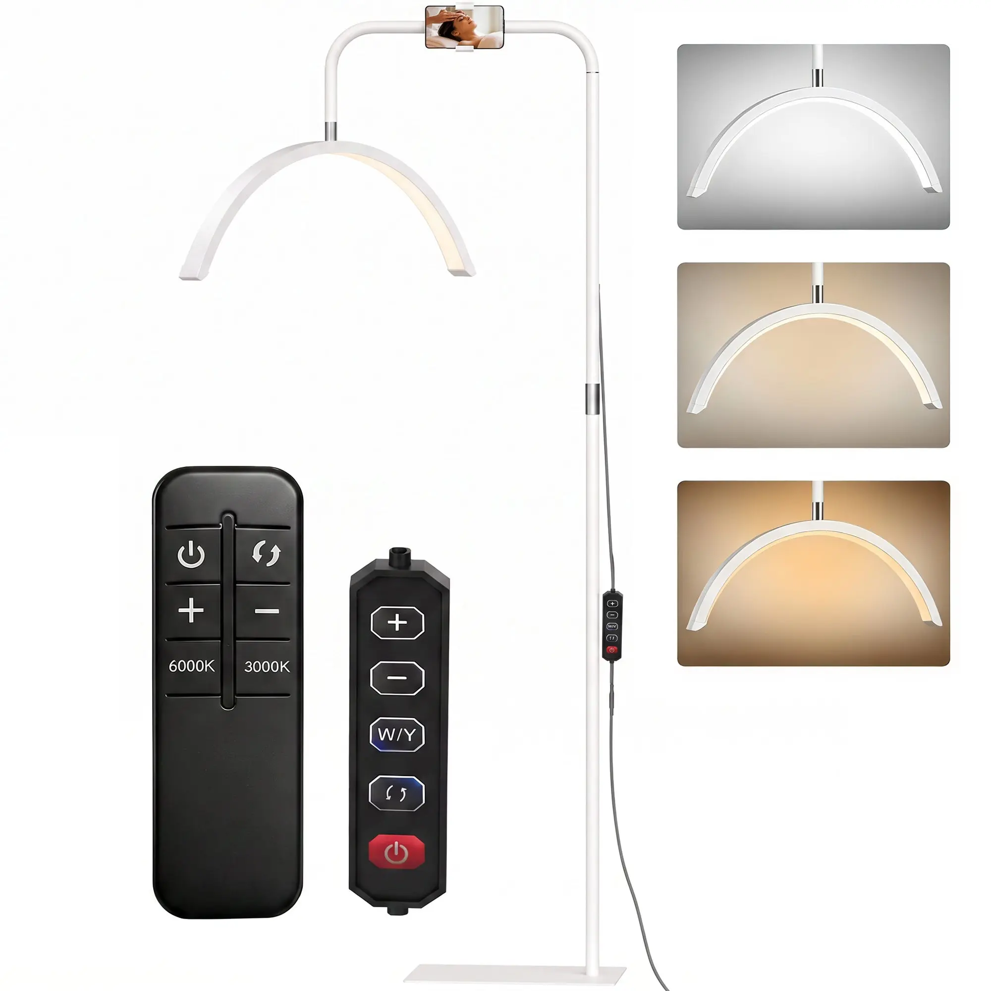 Half Moon Lash Lamp with 350° Rotating Head, 7-Color Dimmable & Phone Mount