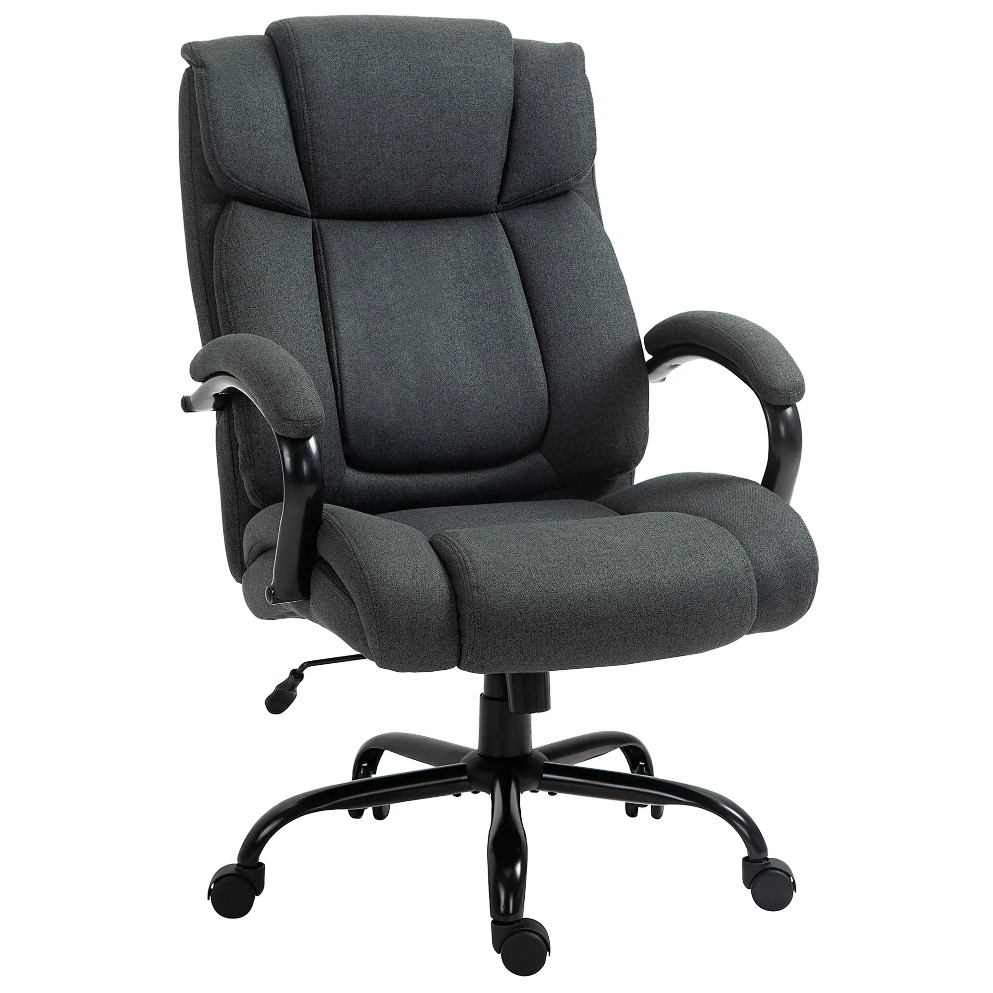 Executive Office Chair with Spring Padding, High Back, Swivel Wheels, Adjustable Height, Charcoal Grey