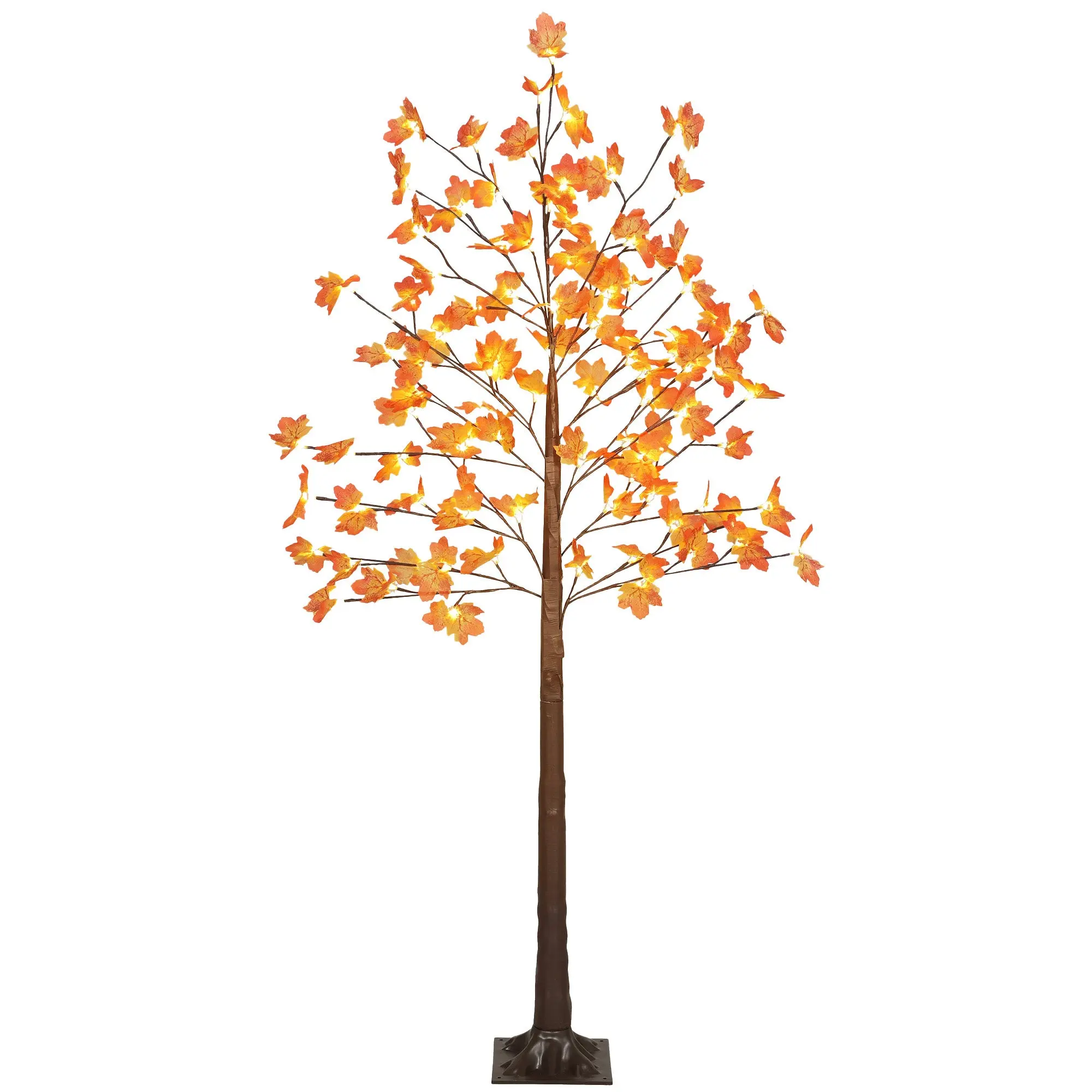 6FT Lighted Artificial Maple Tree, 96 LEDs & Daily Timer, 8 Bendable Branches