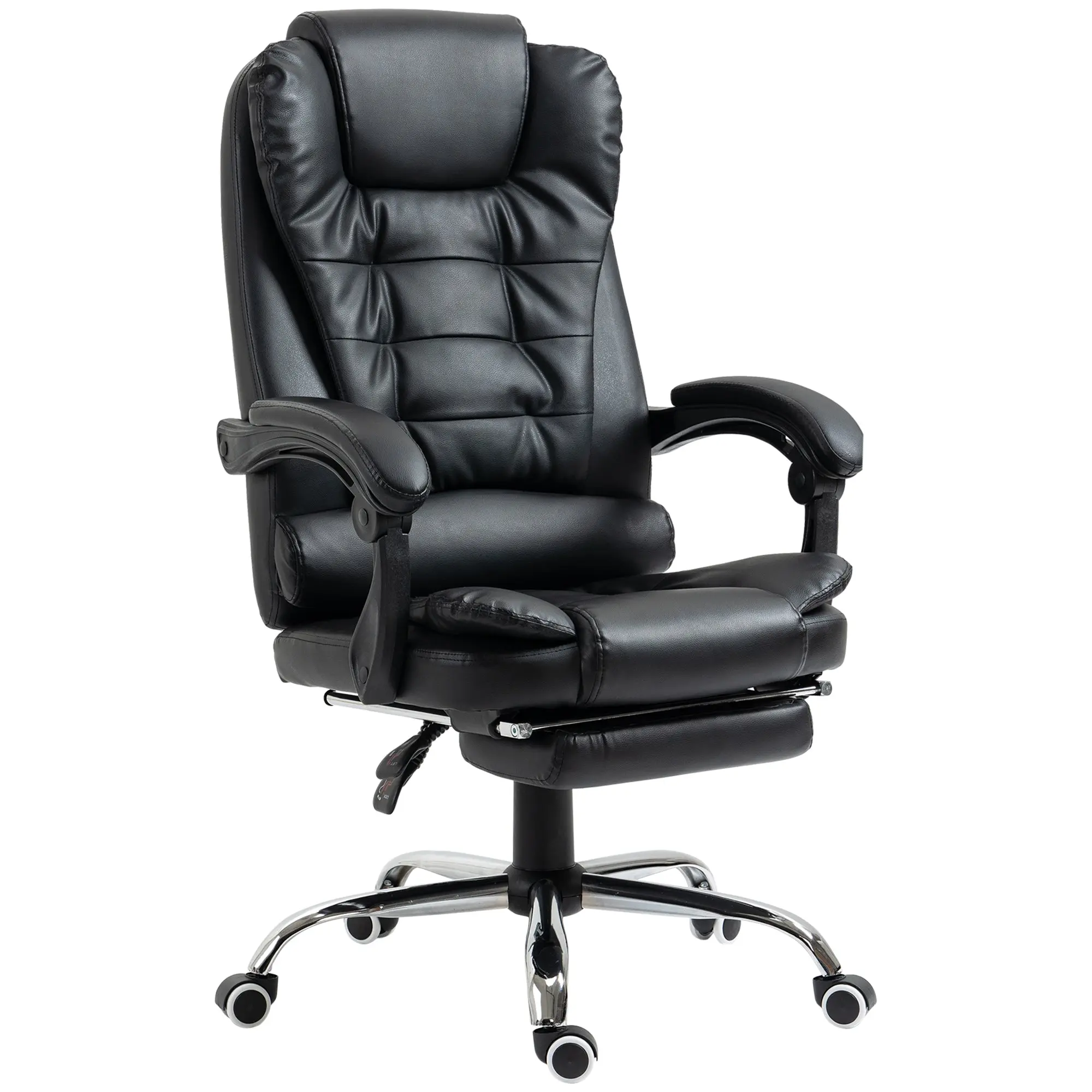 Executive Office Chair, High Back Reclining Chair with Retractable Footrest, Black