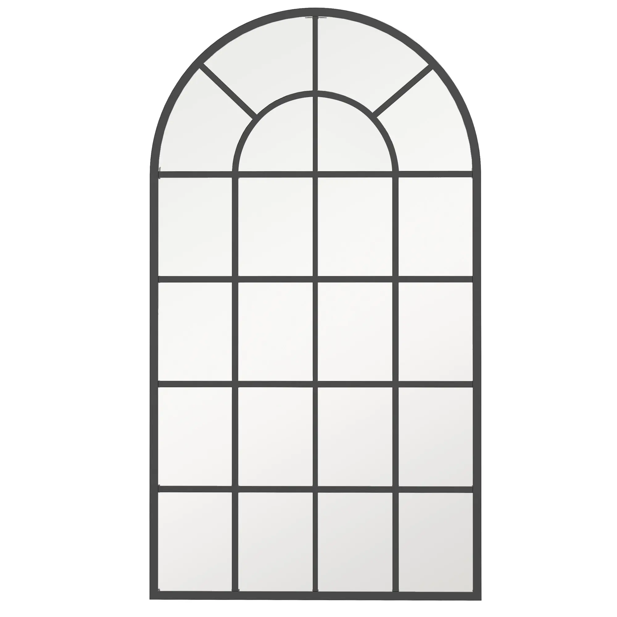 110 x 62 cm Modern Arched Wall Mirror, Window Mirror for Living Room, Hallway, Black