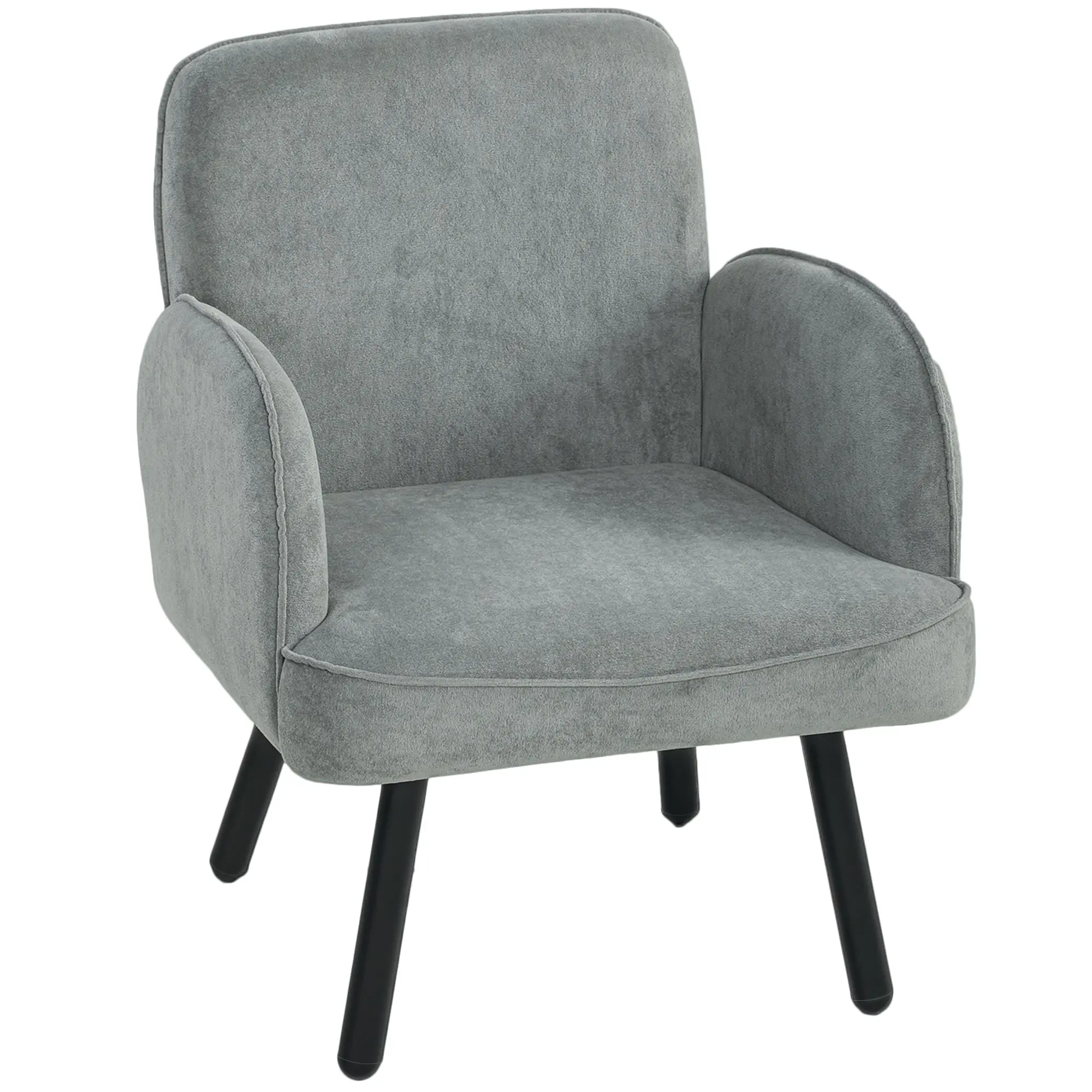 Modern velvet lounge chair with spring cushion and carbon steel frame, Grey