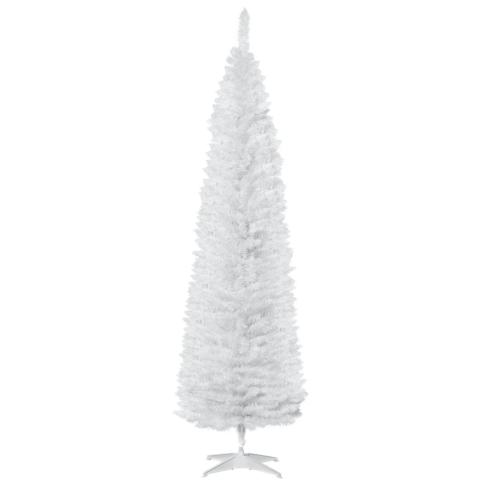 7' Artificial Pencil Christmas Tree with 499 Realistic Branch Tips and Stand White