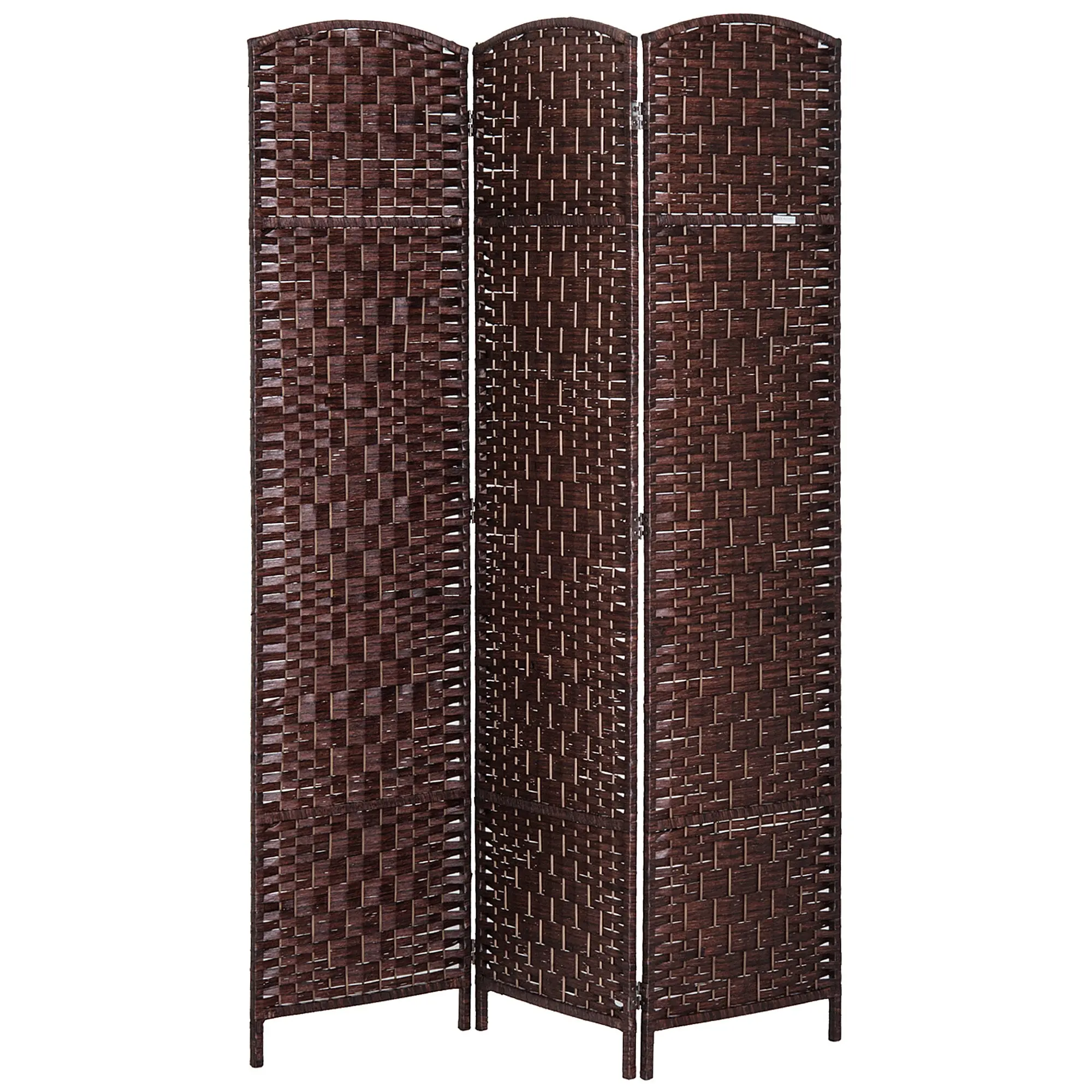 6 Ft Tall Indoor Portable Folding Room Divider, 3 Panels Hand-Woven Privacy Screens, Brown
