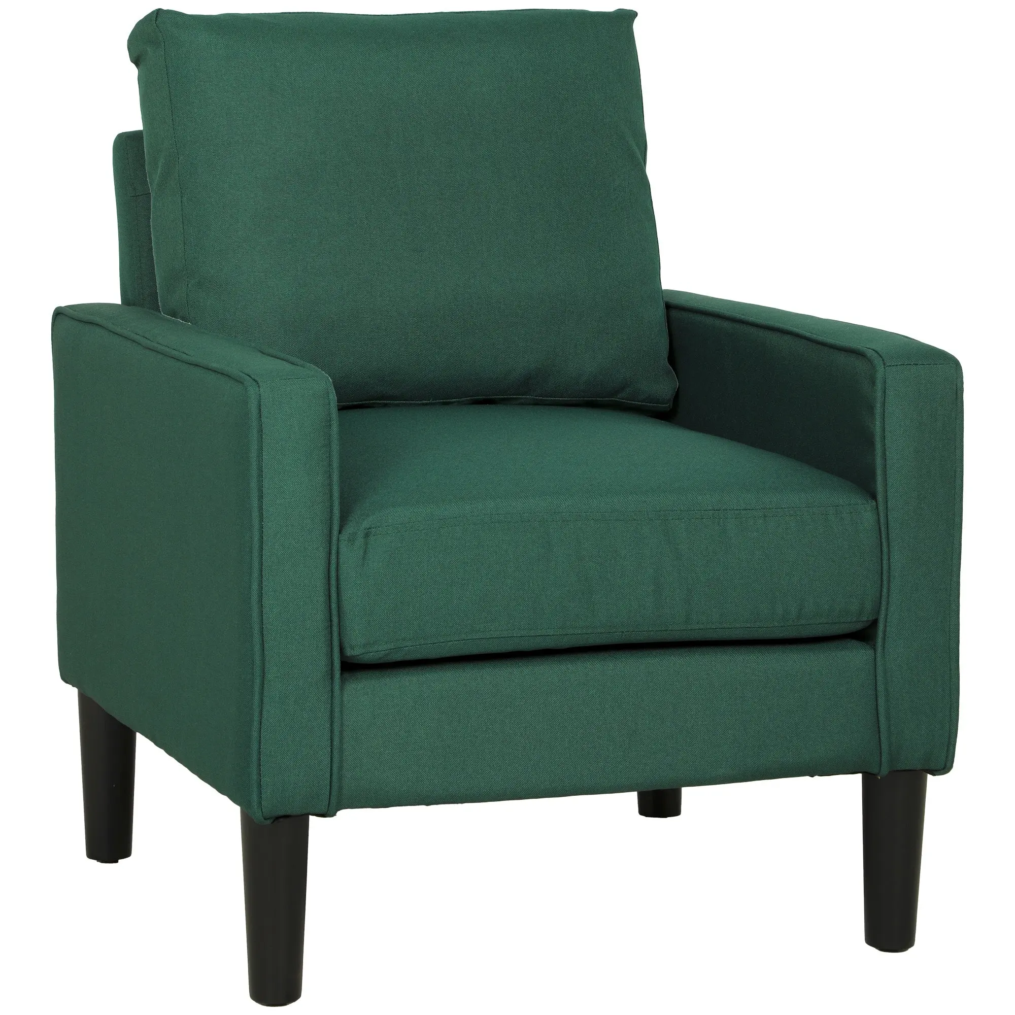 Linen Accent Armchair with Removable Pillow and Spring Cushion, Dark Green