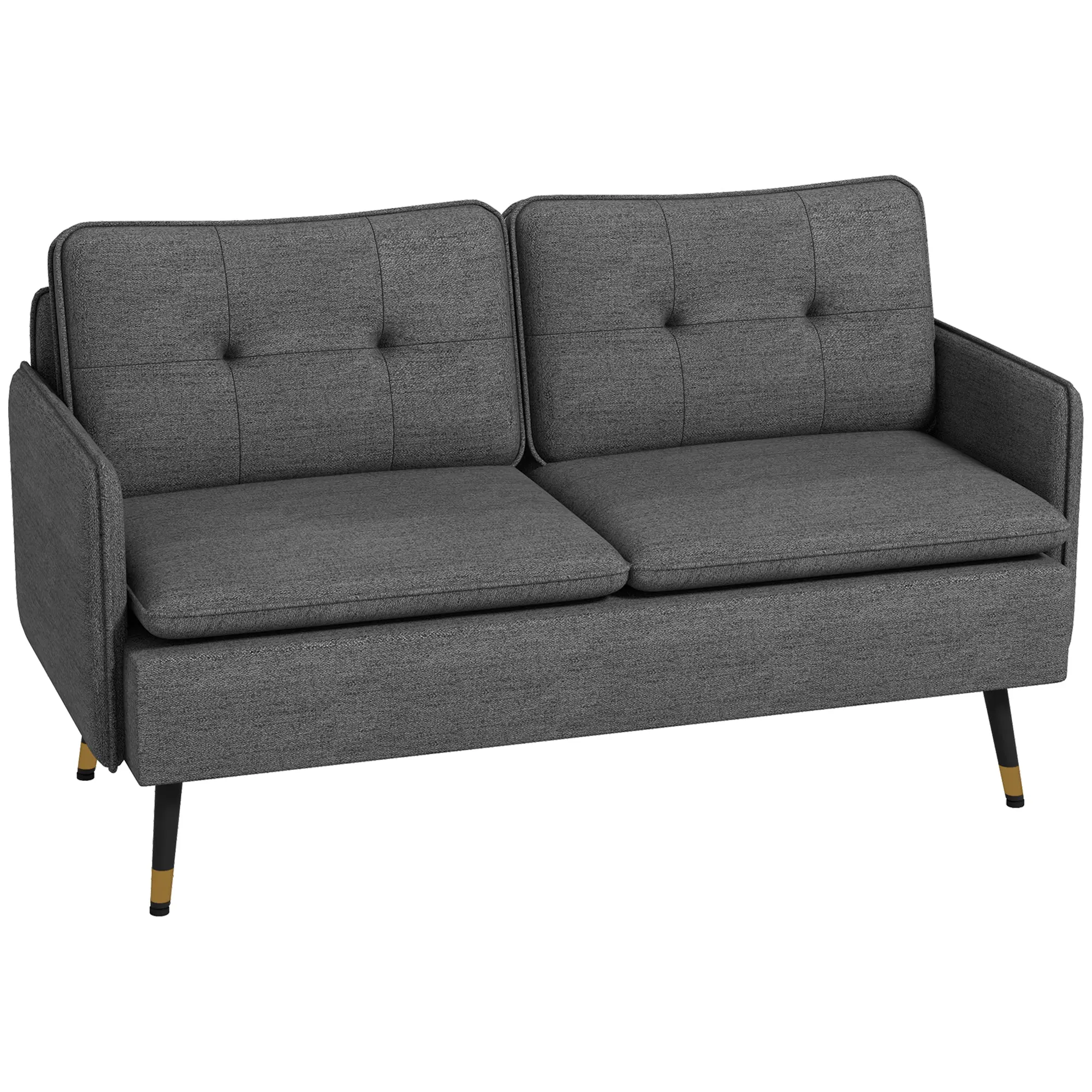 55" Tufted Loveseat for Living Room, Small Spaces Compact Sofa, Dark Grey