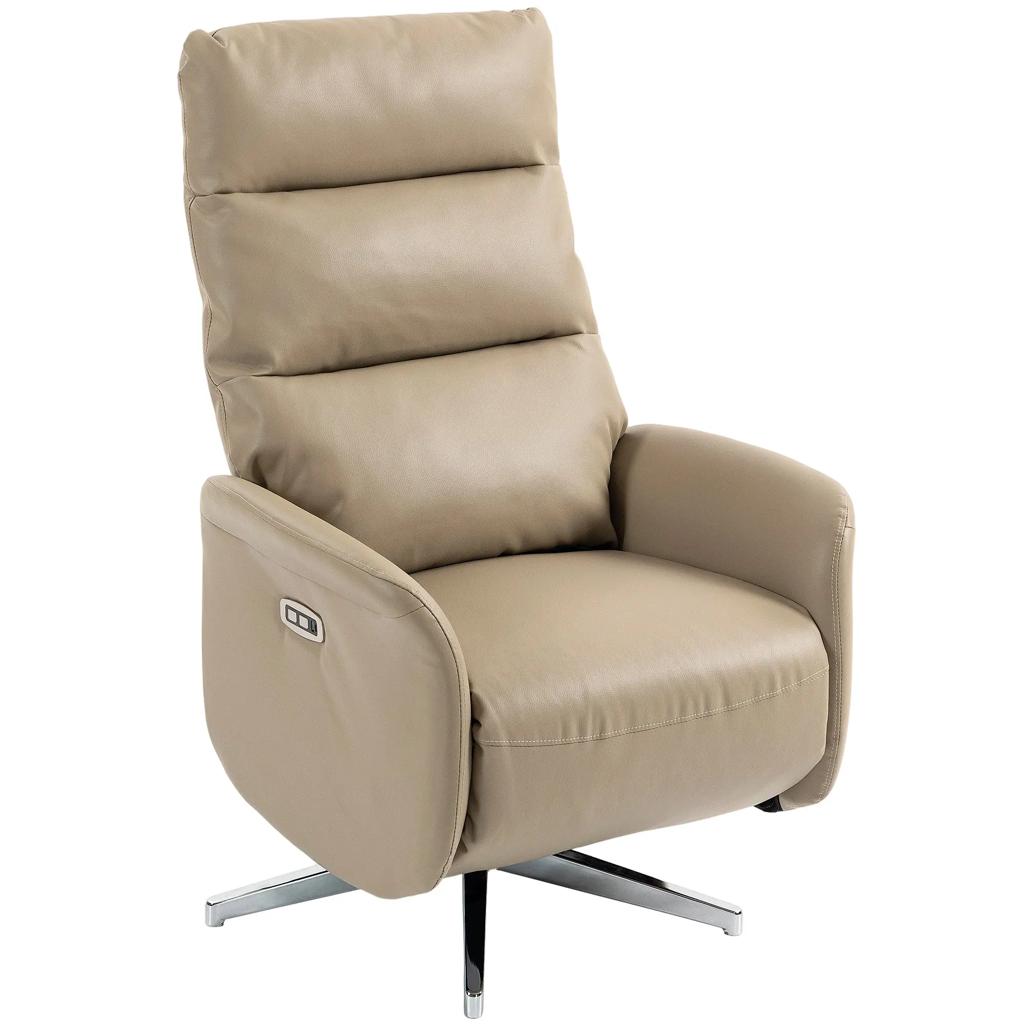 Electric Recliner Armchair with Swivel Base, Adjustable Leg Rest & Type-C/USB Ports, 160° Recline for Living Room or Home Theater, Brown