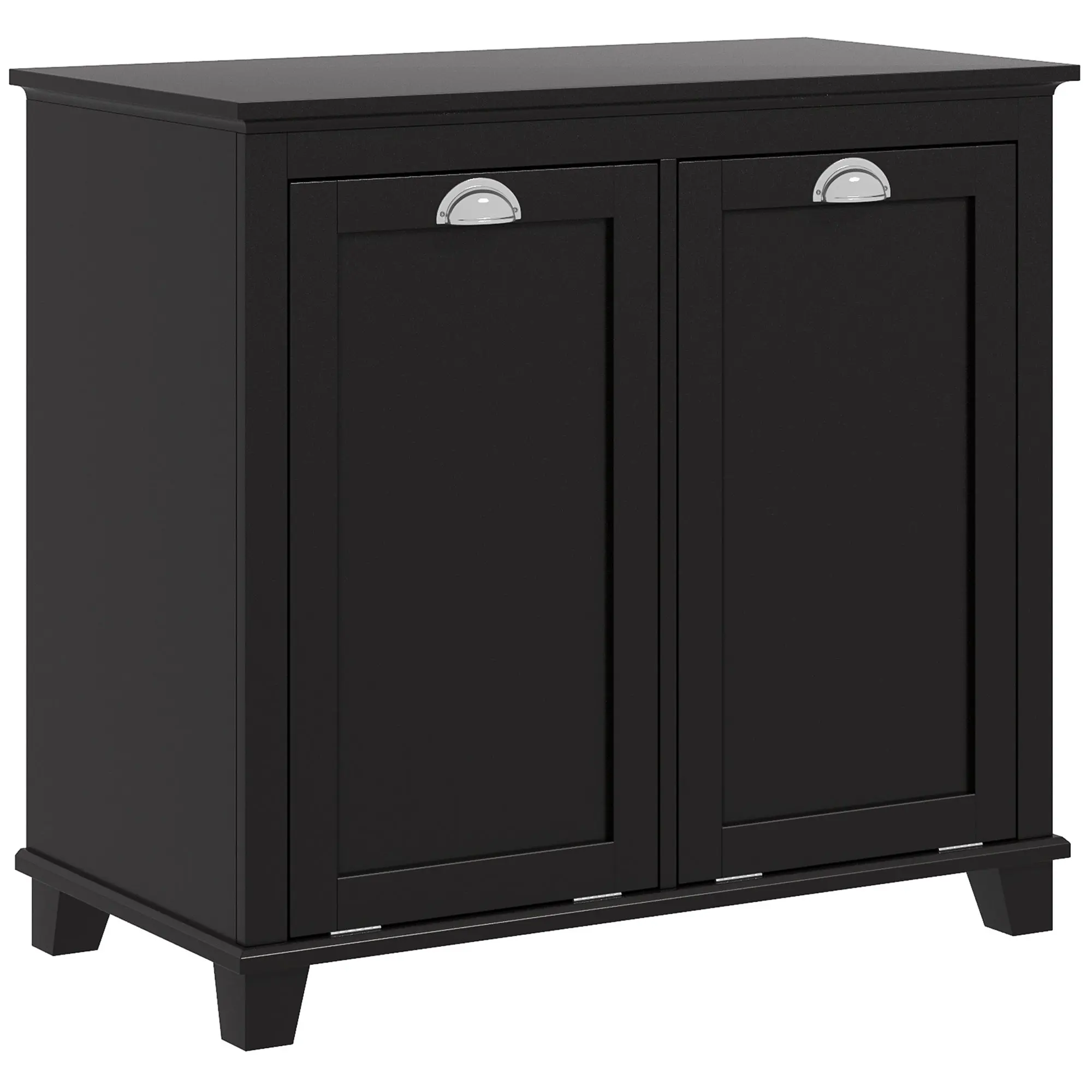 Tilt-Out Laundry Storage Cabinet, Bathroom Storage Organizer with 2 Compartment, Black