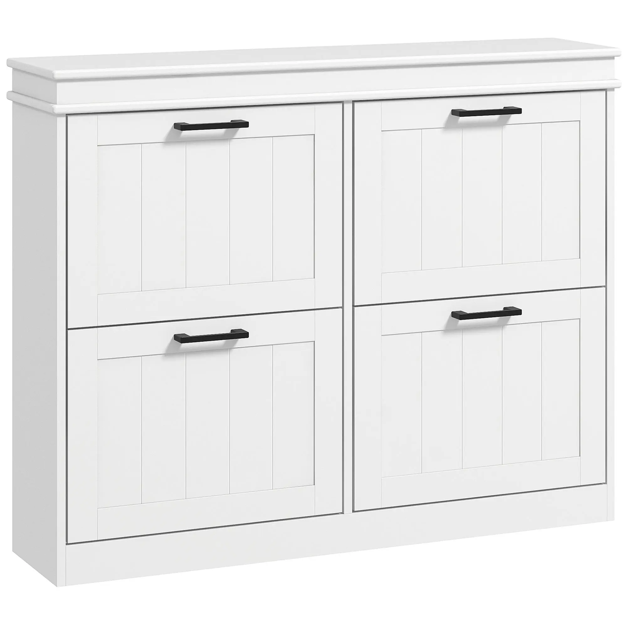 4-Drawer Entryway Shoe Cabinet, Slim Shoe Cabinet w/ Adjustable Shelves for 20 Pairs, White