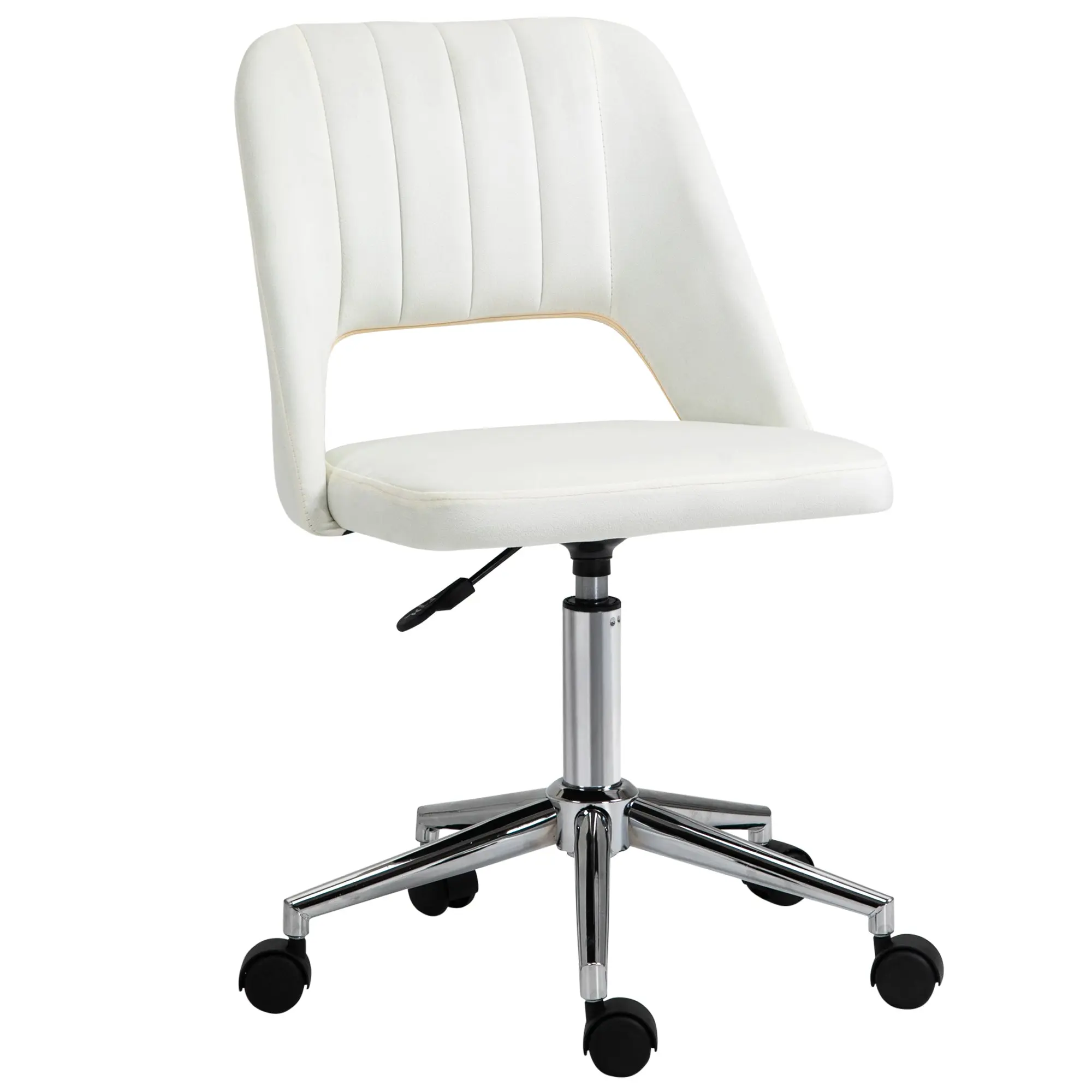 Home Office Desk Chair, Height Adjustable Task Chair with Swivel Wheels, Cream White