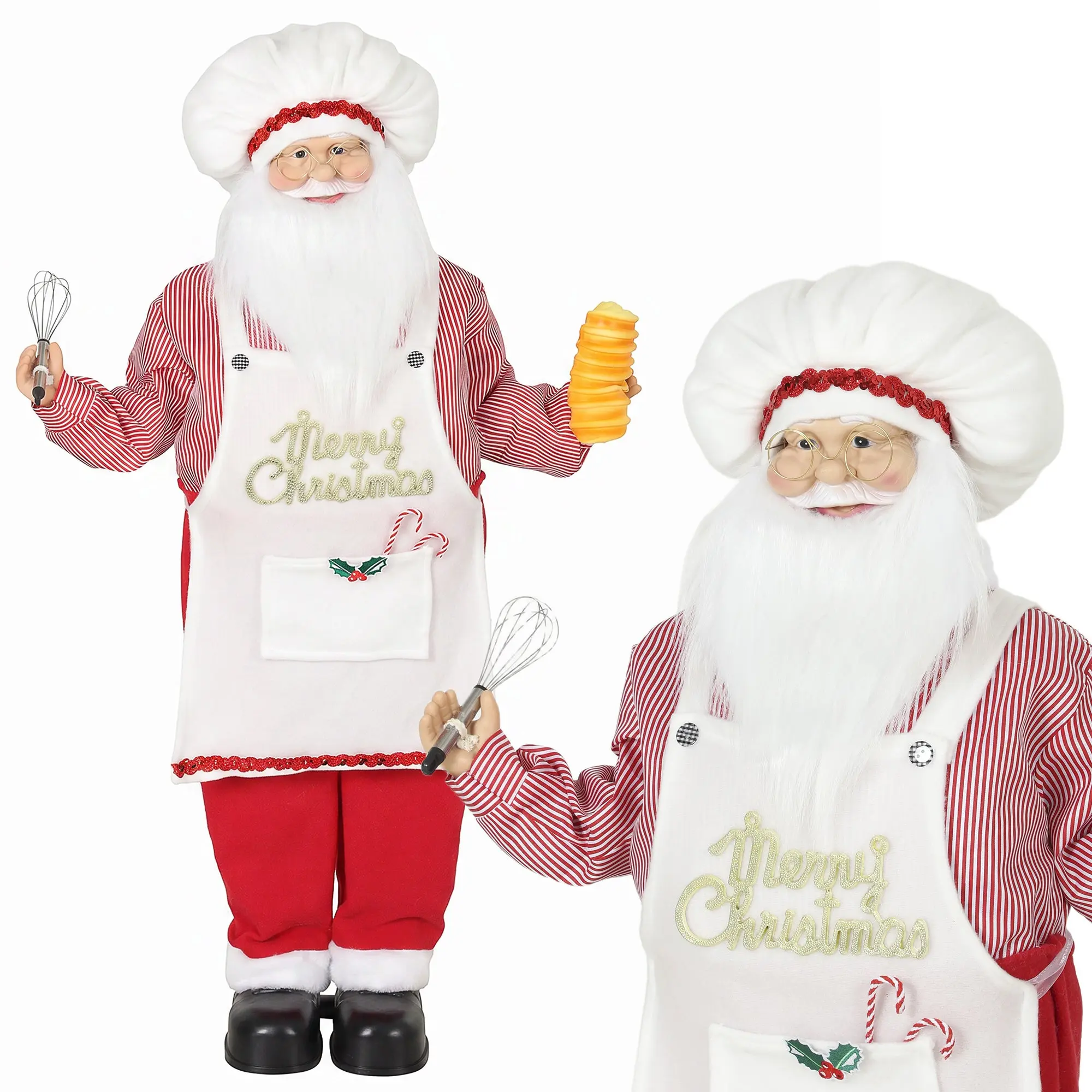 4ft Singing Santa with Bread, Moving Head & Arms, Sound Activated