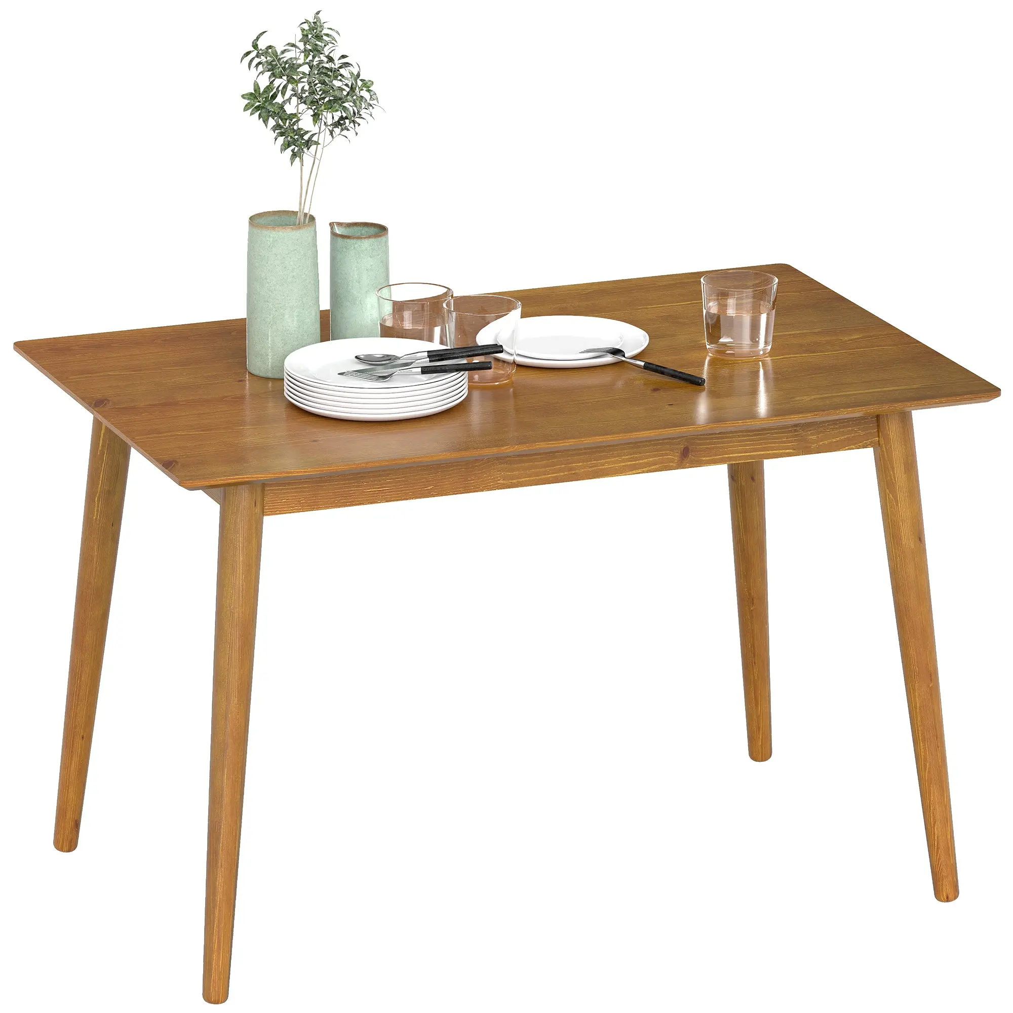 47" x 30" Farmhouse Dining Table for 4 with Pine Wood Frame, Brown