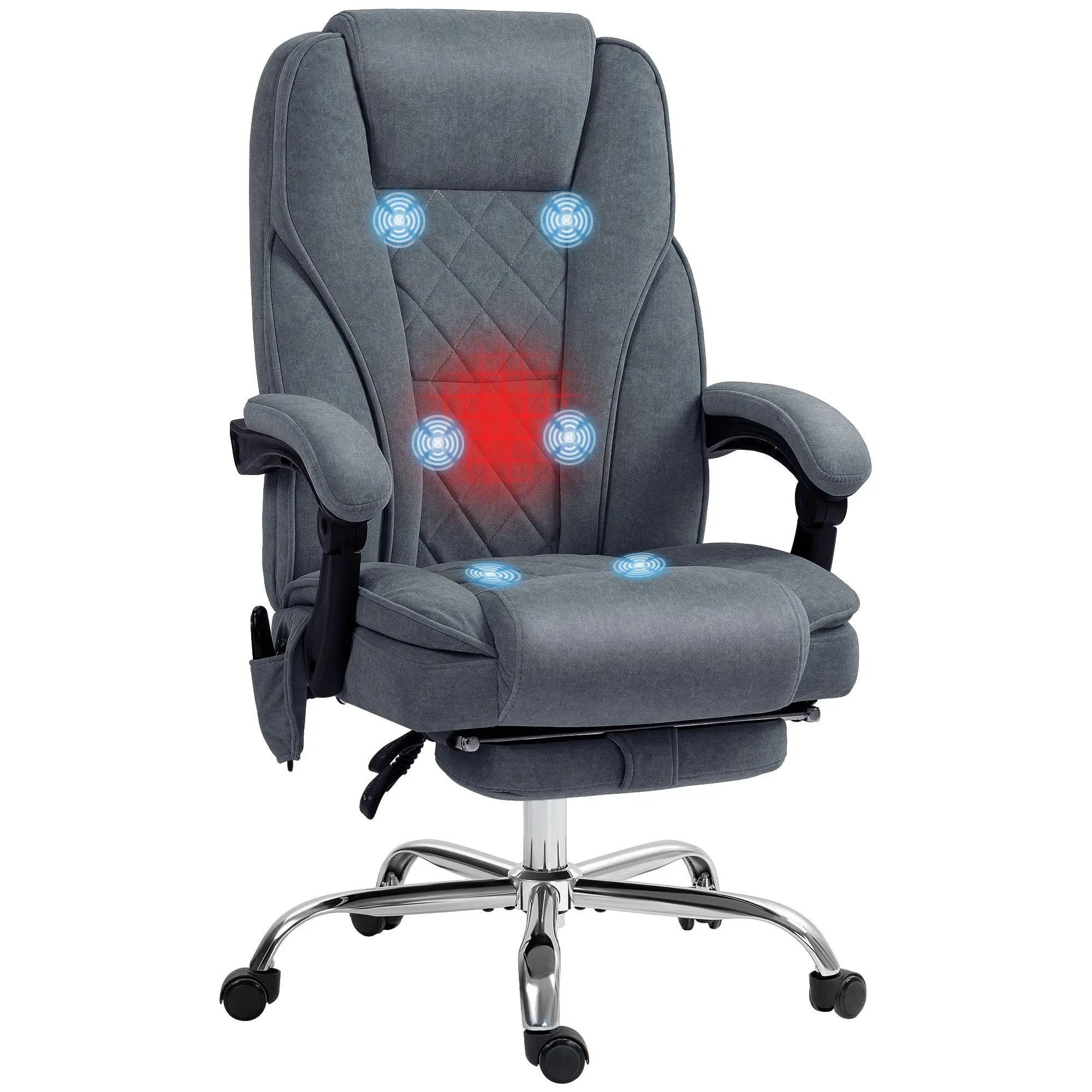 Massage Office Chair, Heated Desk Chair w/ Adjustable Height & Footrest, Charcoal Gray