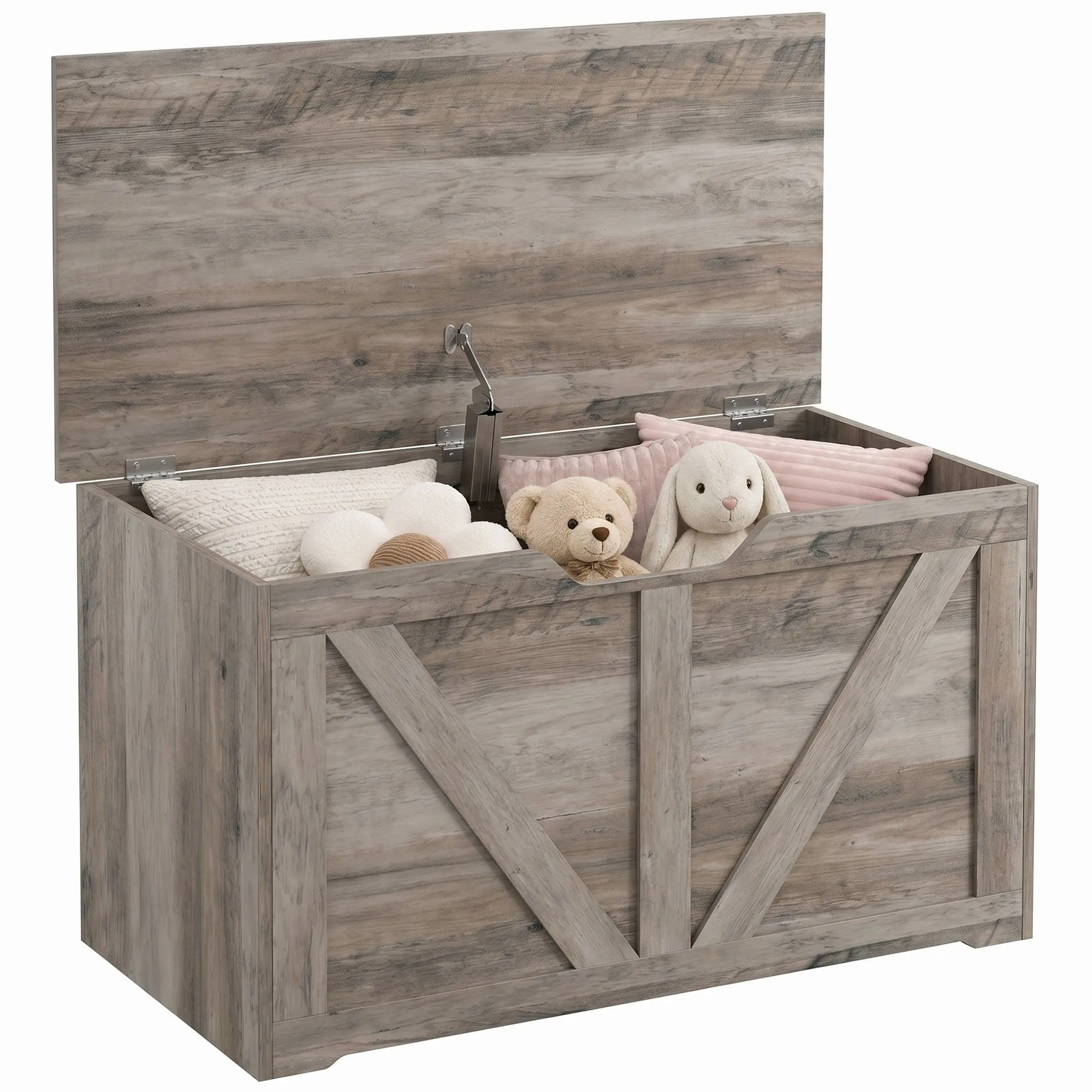 Storage Chest - Safety Hinge & U-shaped Pull, 31.5"x15.7"x17.7", Grey