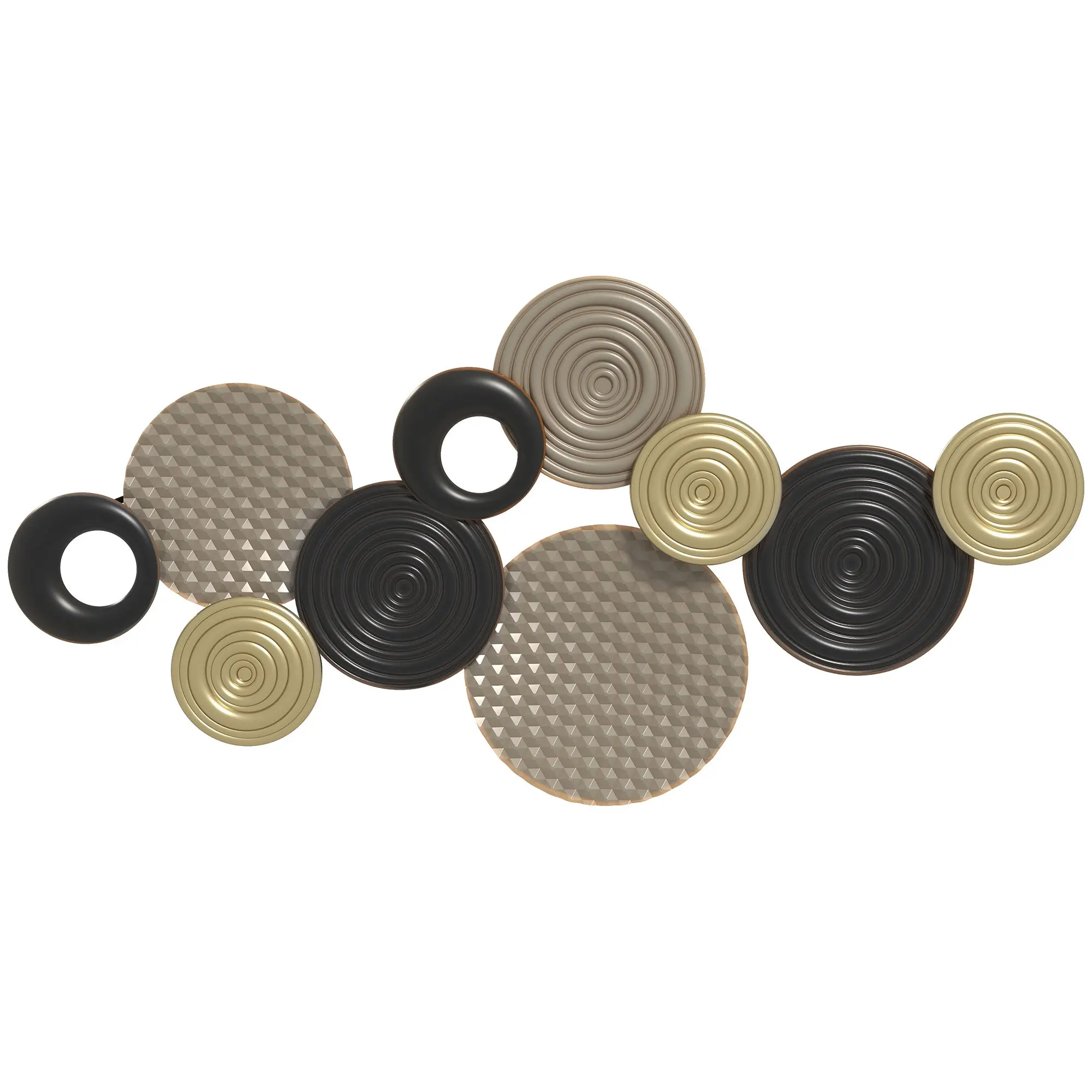 Metal Wall Art, Modern Hanging Wall Art Decor with Unique Multi-Disc Design, Horizontal or Vertical Metal Hanging Decoration for Living Room Bedroom Dining Room