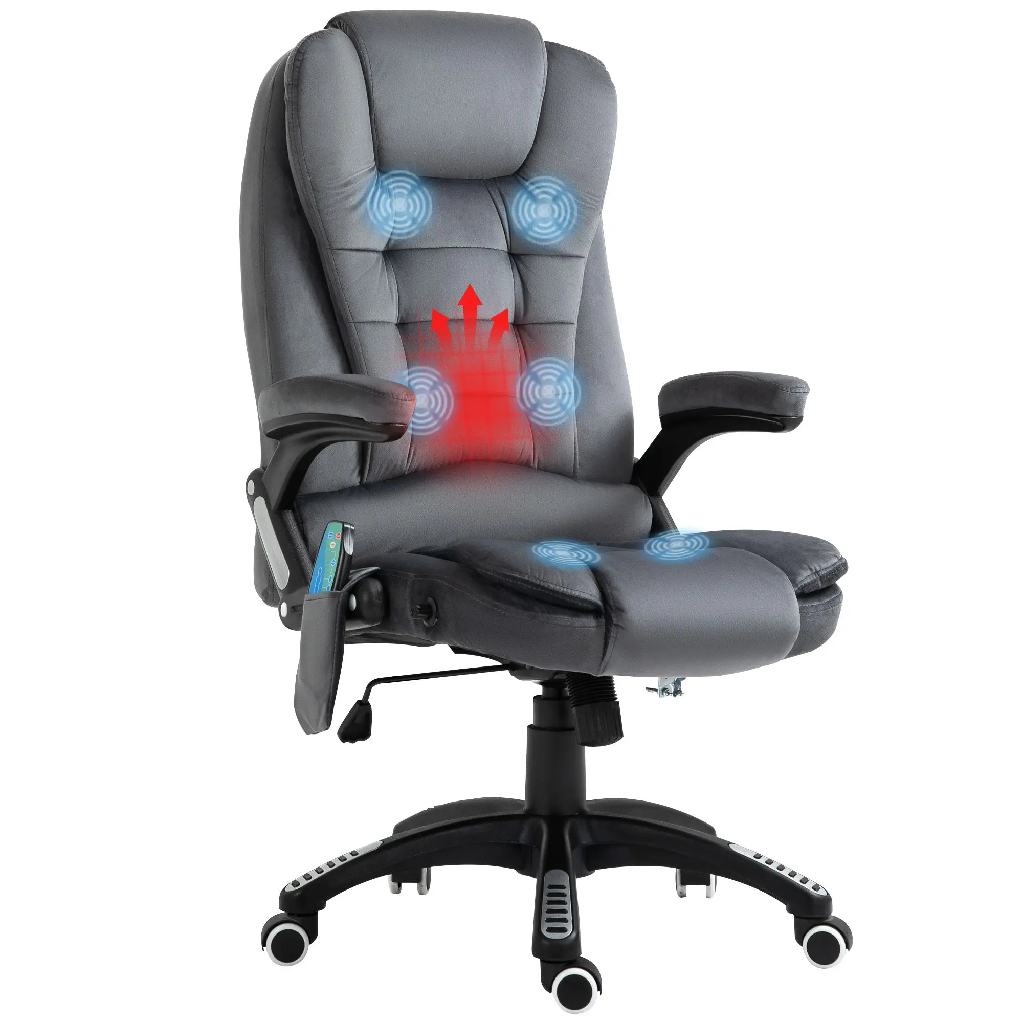 Ergonomic Desk Chair with 6-Point Massage and Back Heated, Velvet-Feel Fabric, Gray