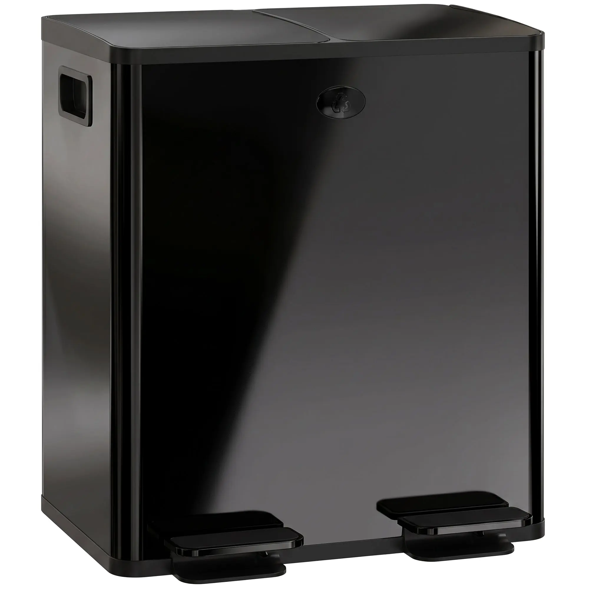 2 x 5 Gal Stainless Steel Trash Cans with Soft-Close Lids and Pedals, Black