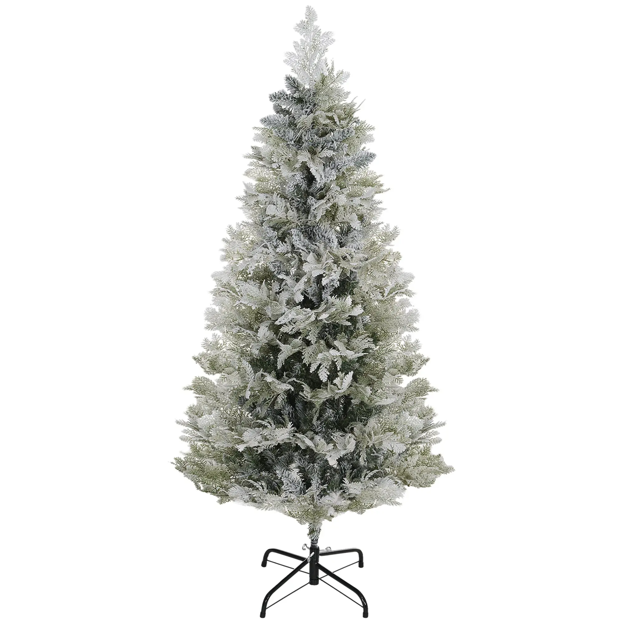 5ft Pencil Snow Flocked Christmas Tree with Realistic Cypress Branches & Auto Open, Green