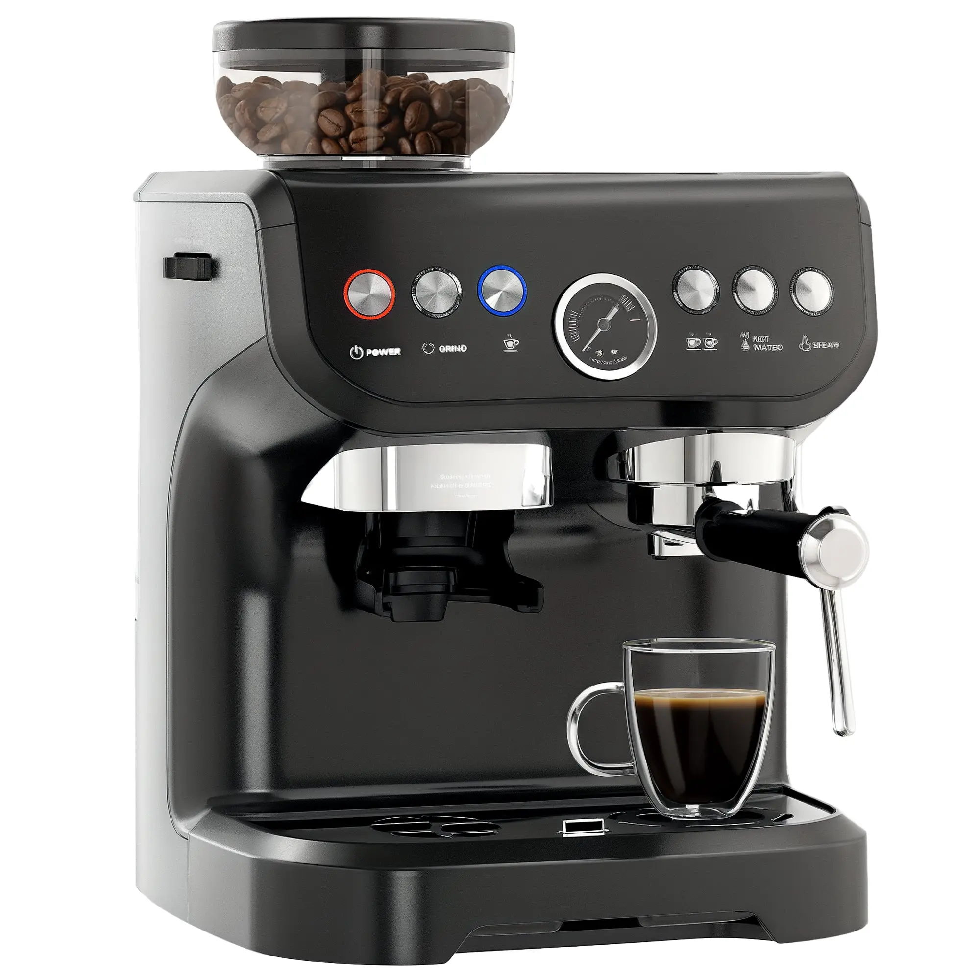 Espresso Machine 15 Bar, Coffee Maker with Milk Frother, Fast Heating & Adjustable Temp, Black