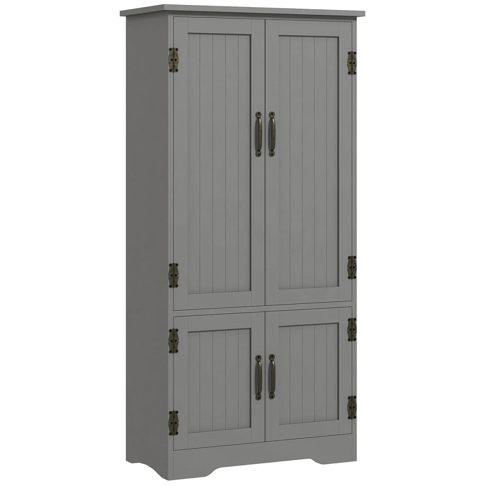 Accent Floor Storage Cabinet Kitchen Pantry with Adjustable Shelves and 2 Lower Doors Gray