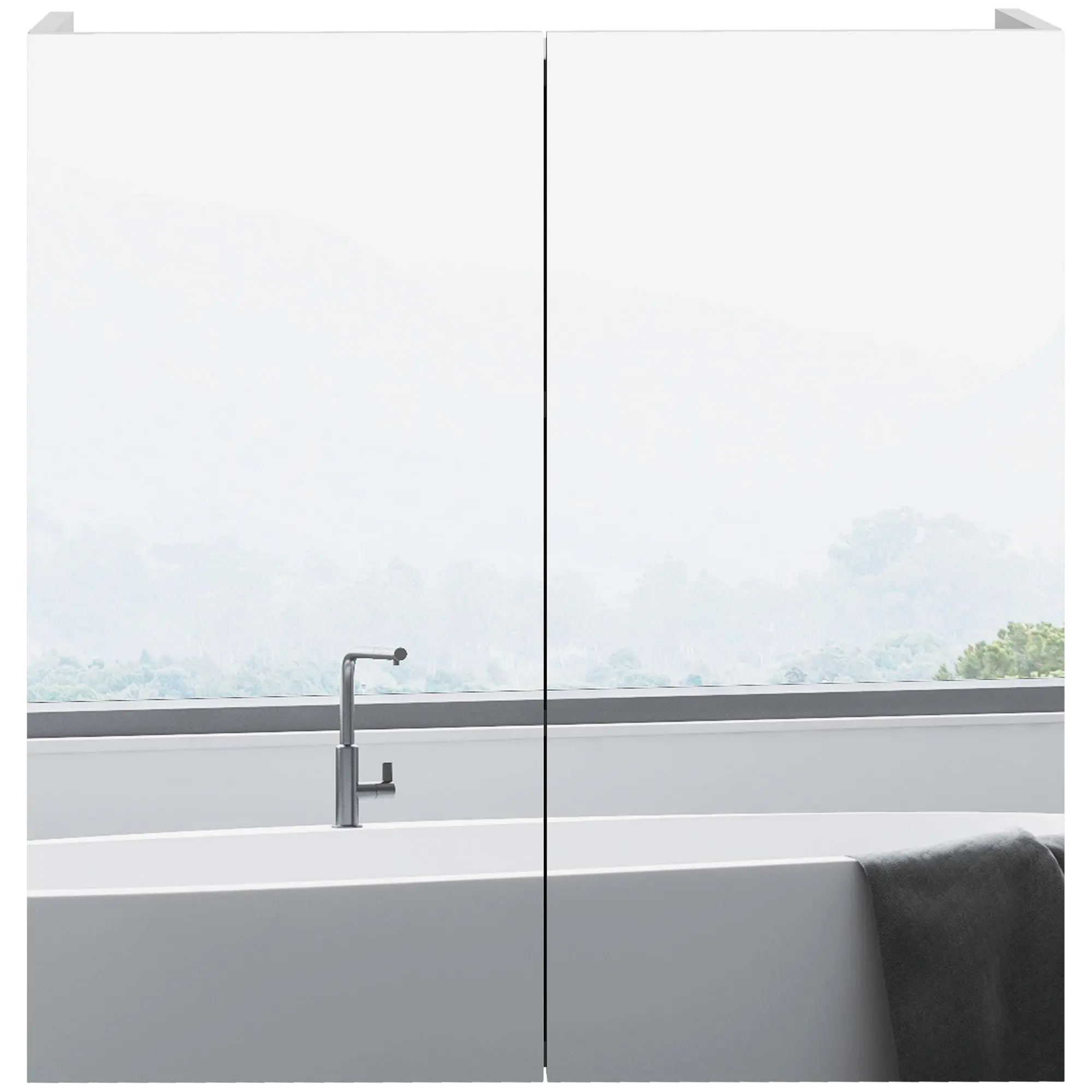 Wall Mounted Bathroom Medicine Cabinet with Mirrored Doors & Soft Close Mechanism, White