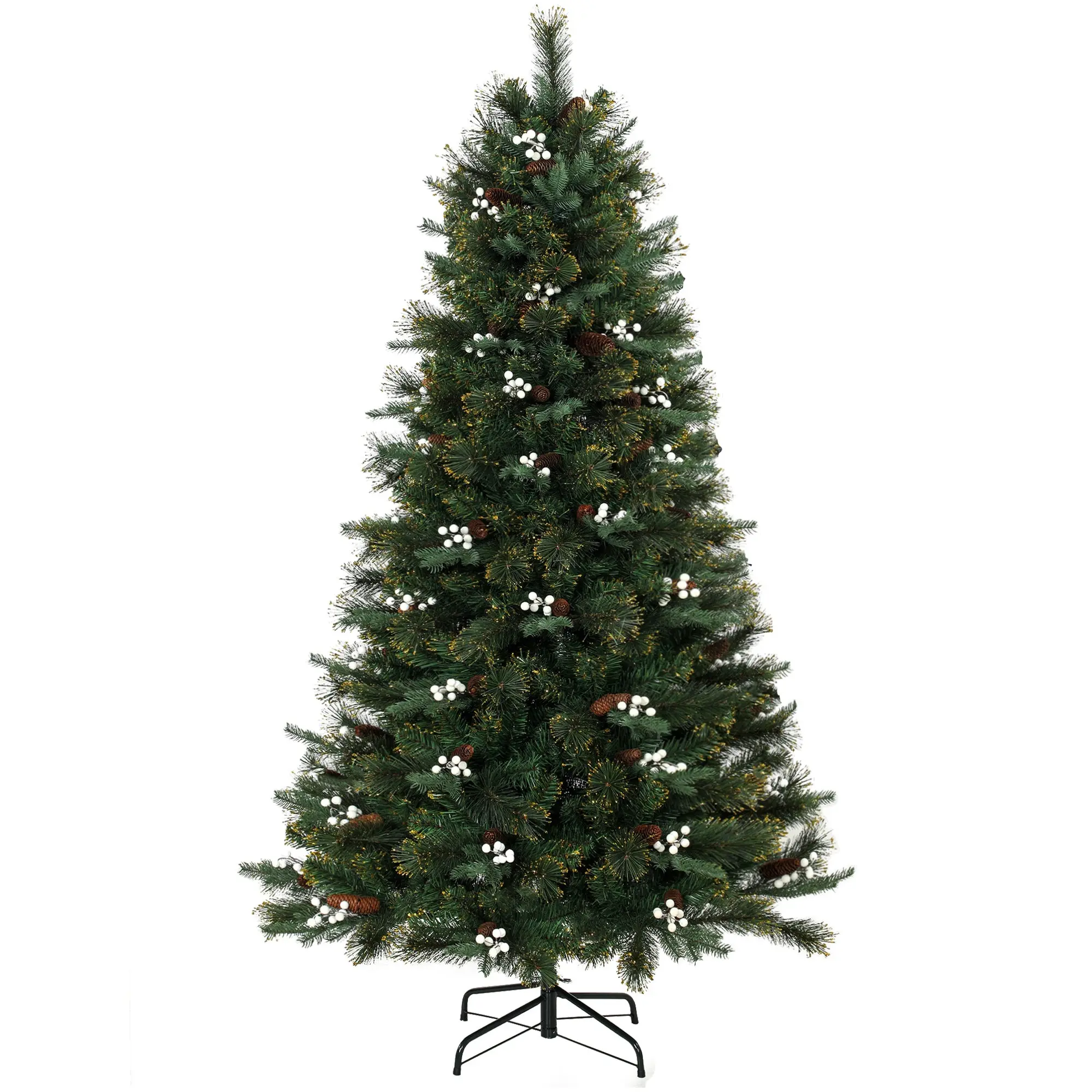 6ft Artificial Christmas Tree, 716 Tips, Hinged, Foldable Stand, Green