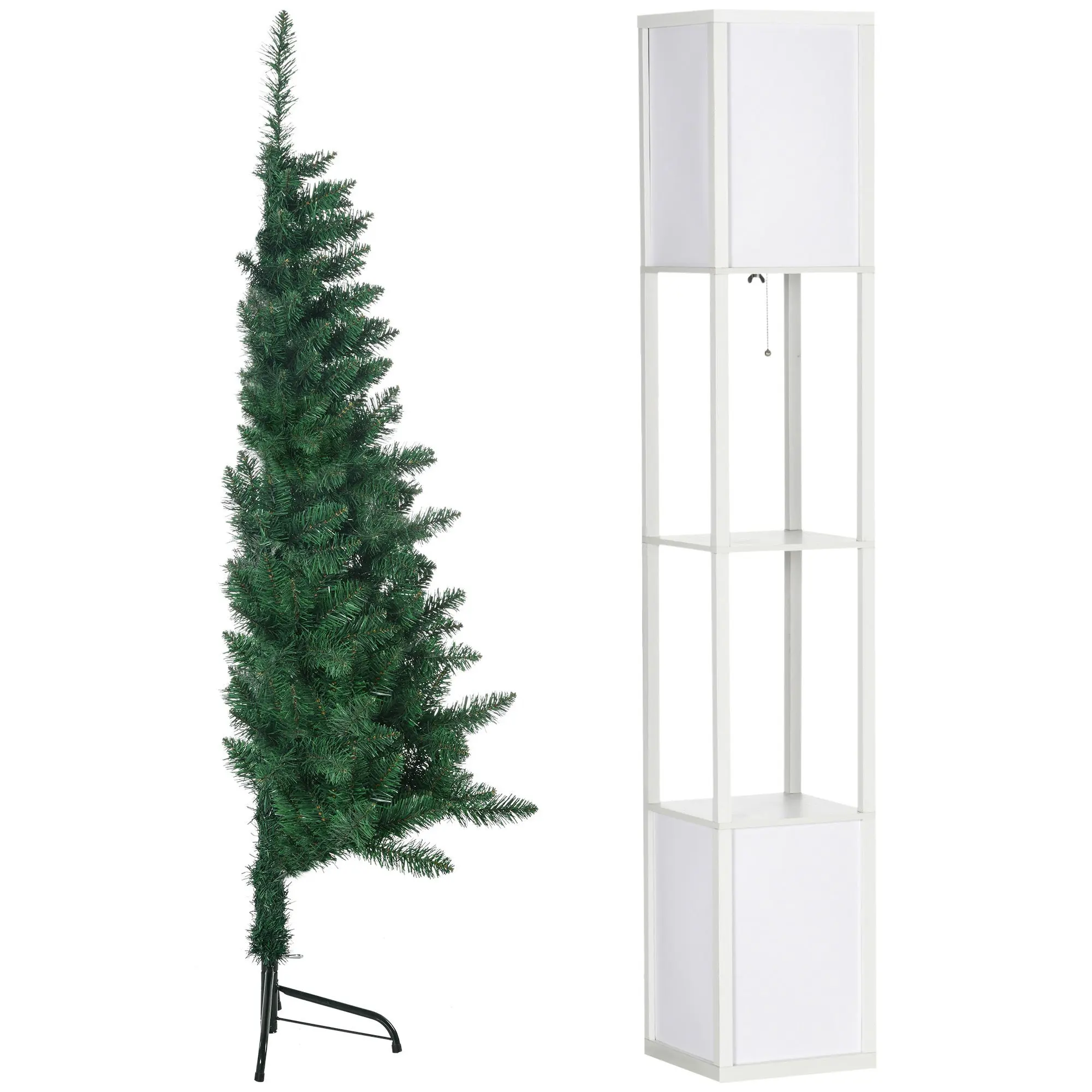 5' Artificial Half Christmas Trees with Auto Open, Steel Base, for Indoor Xmas Decoration