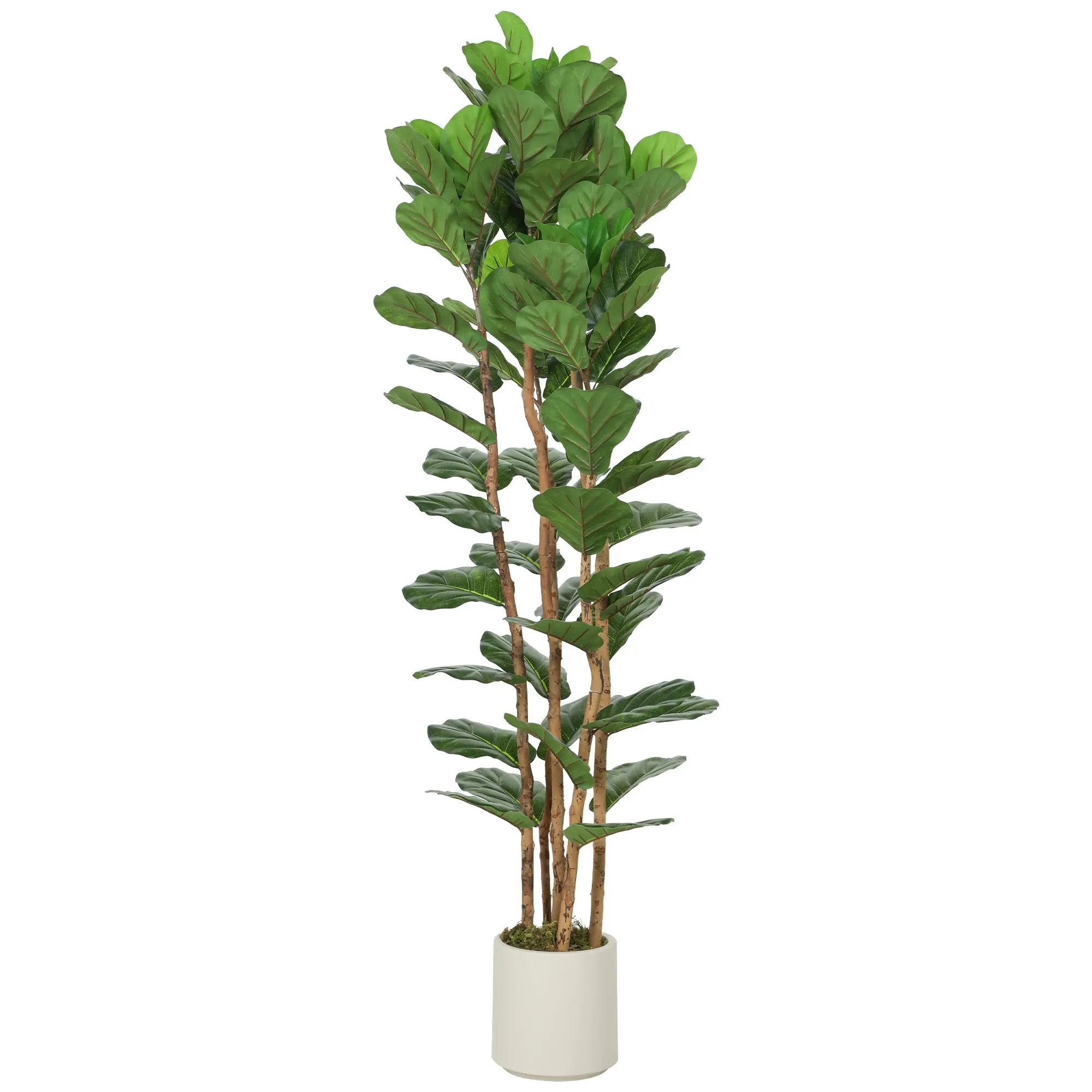 6FT Artificial Fiddle Leaf Fig Tree with Solid Wood Trunks, Lifelike Fake Tree with 91 Leaves in Pot, Green