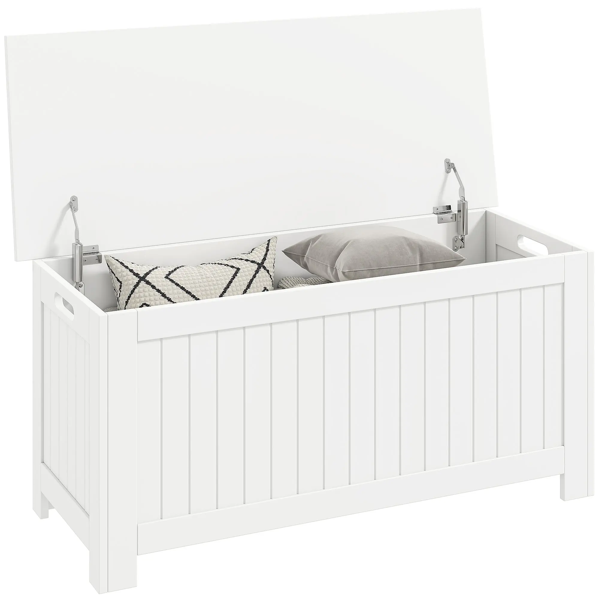39" x 16" x 18" Storage Chest with Flip-Top Lid and 2 Safety Hinges, White