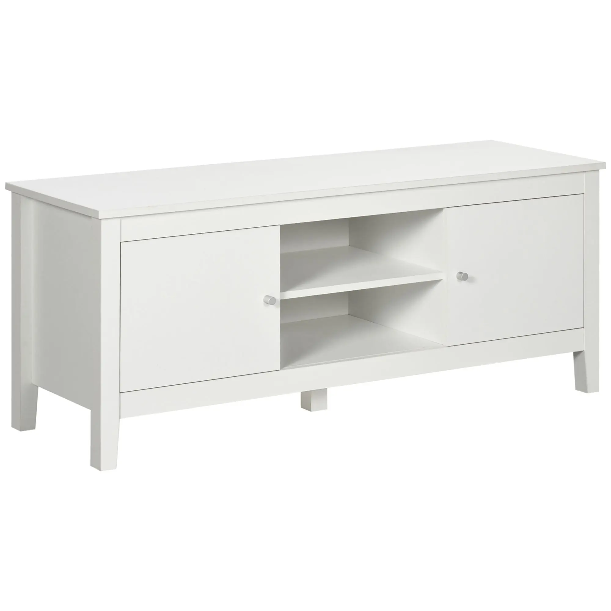 TV Stand Cabinet for up to 55" TV with 2 Doors & Storage Shelvesm, White