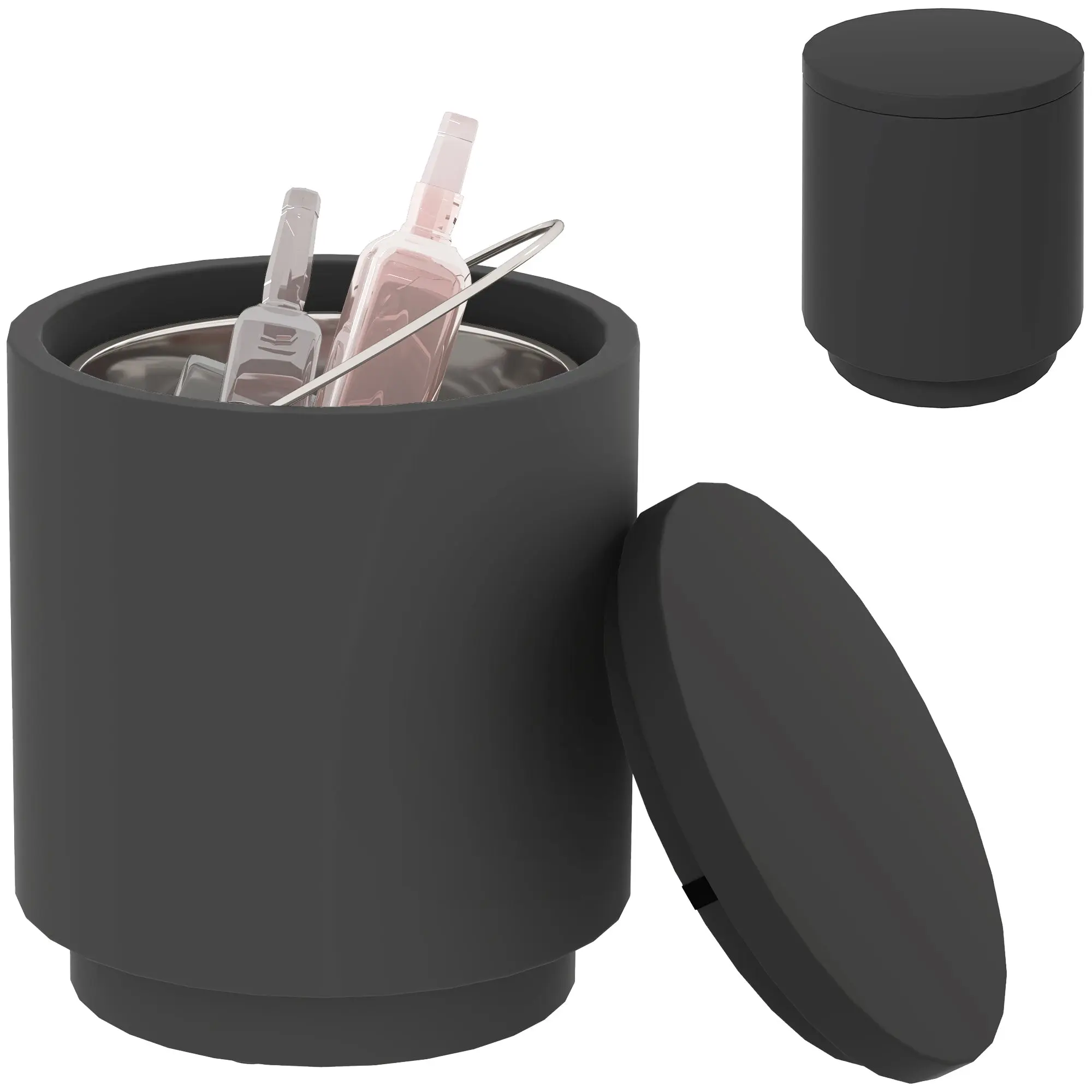 2.6 Gal Concrete Cooler Bar Table with Storage & Ice Bucket, Charcoal Gray