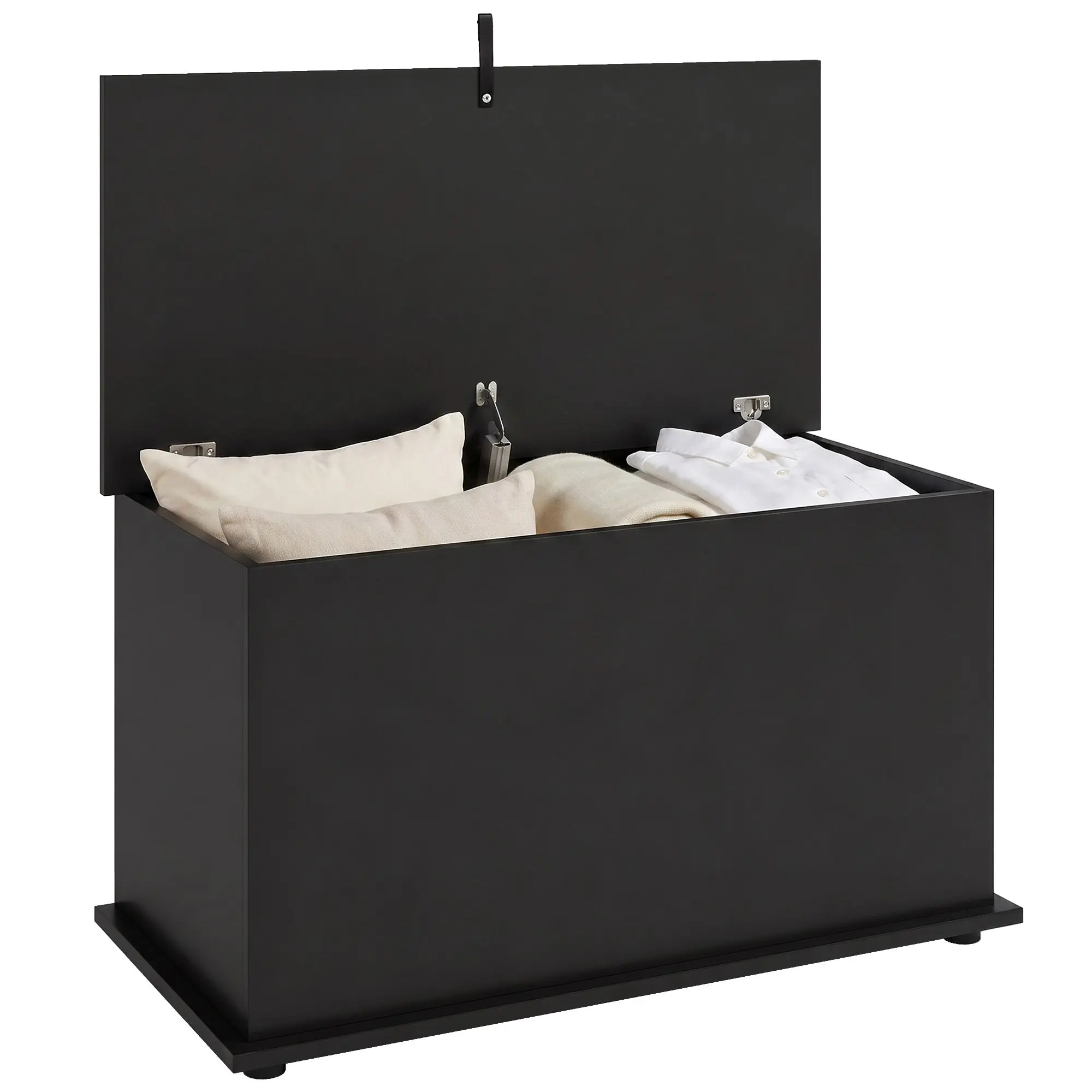 Large 102L chest with safety lid for bed end & shoe bench, 80x40x45cm, Black