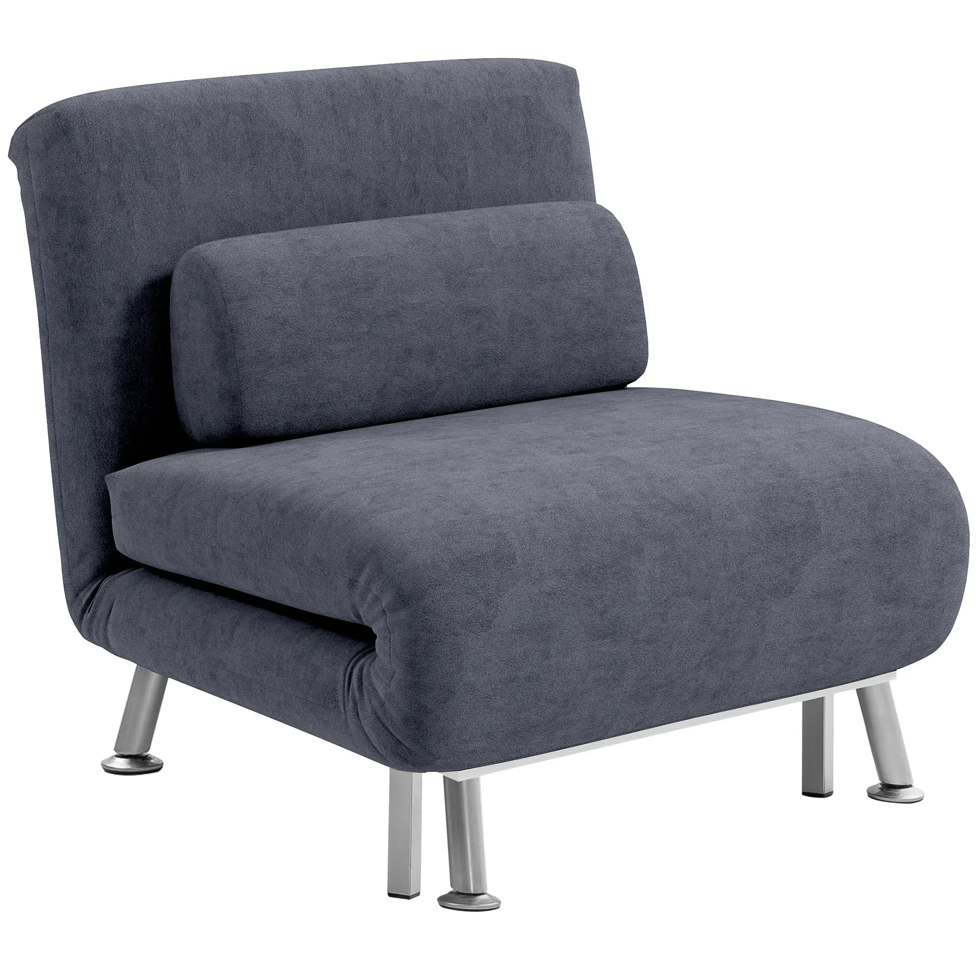 Velvet Single Chair Bed, 3-in-1 Convertible Sleeper Chair with Adjustable Backrest, Charcoal Grey