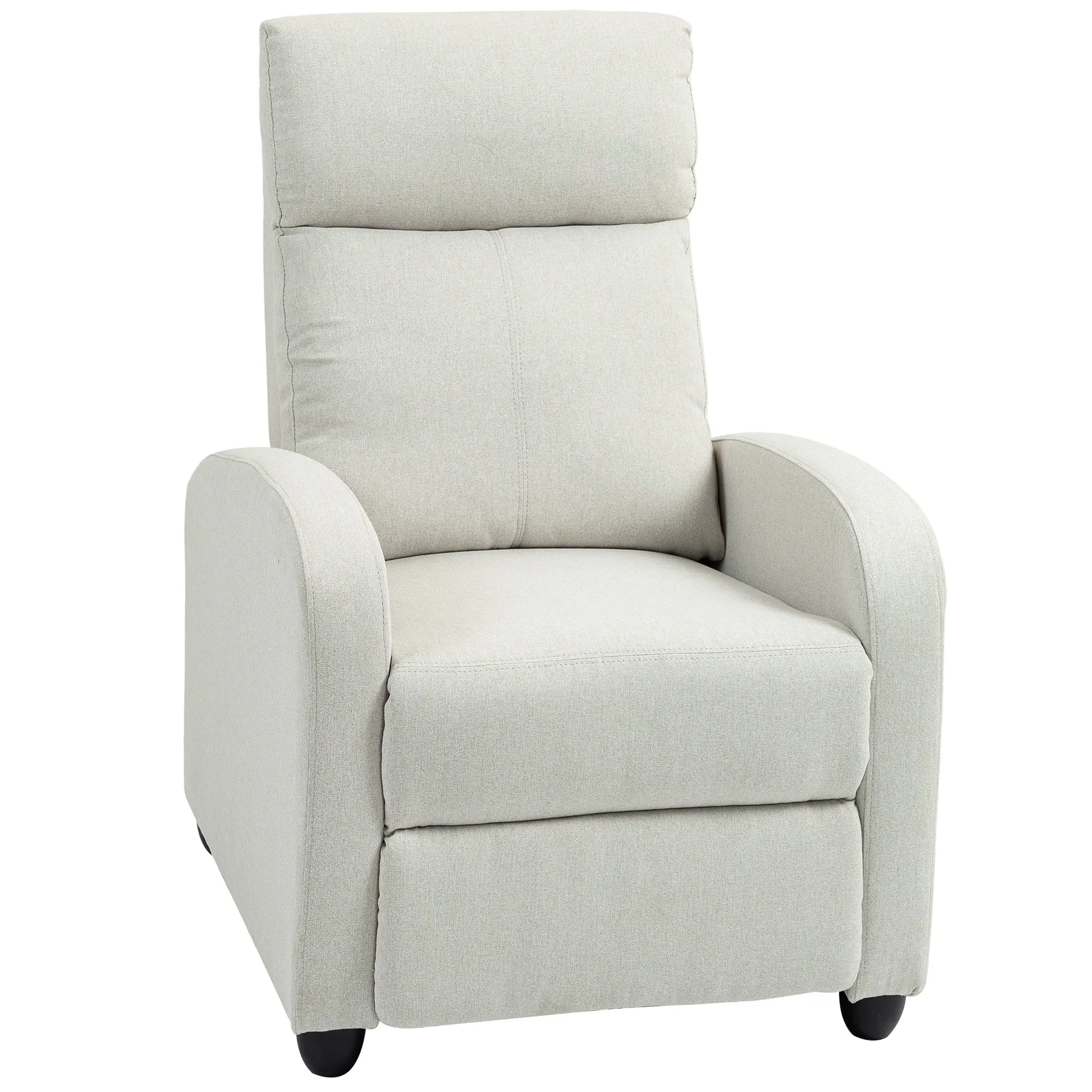Push Back Recliner Chair, Corduroy Fabric Home Theater Seating, Single Reclining Sofa Chair, Cream White