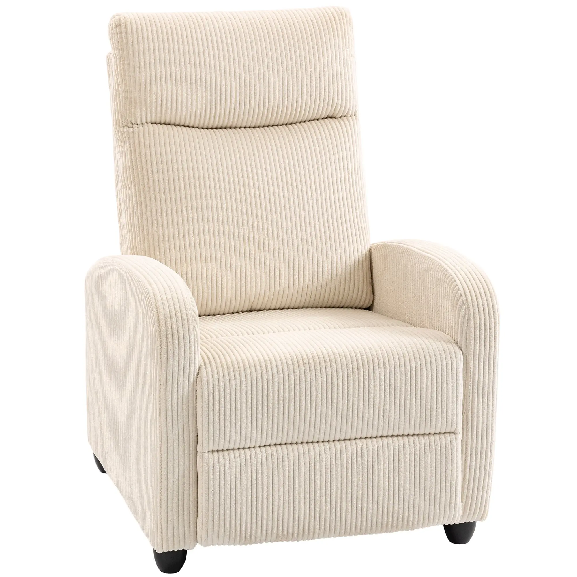 Push Back Recliner Chair, Corduroy Fabric Home Theater Seating, Single Reclining Sofa Chair, Beige