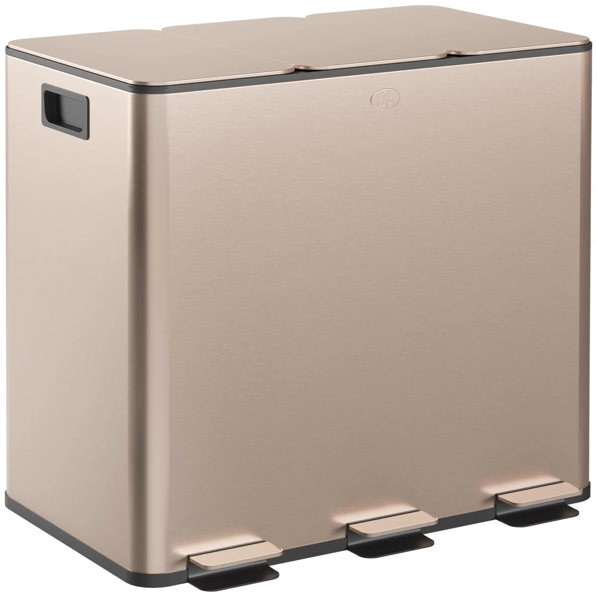 45L Stainless Steel Triple Kitchen Bin with Deodoriser & Pedal Lid