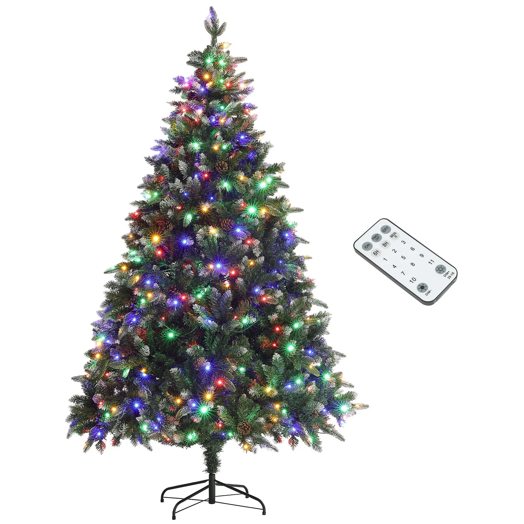7ft Prelit Christmas Tree with Dual-Color LEDs, 1466 Tips & Metal Base