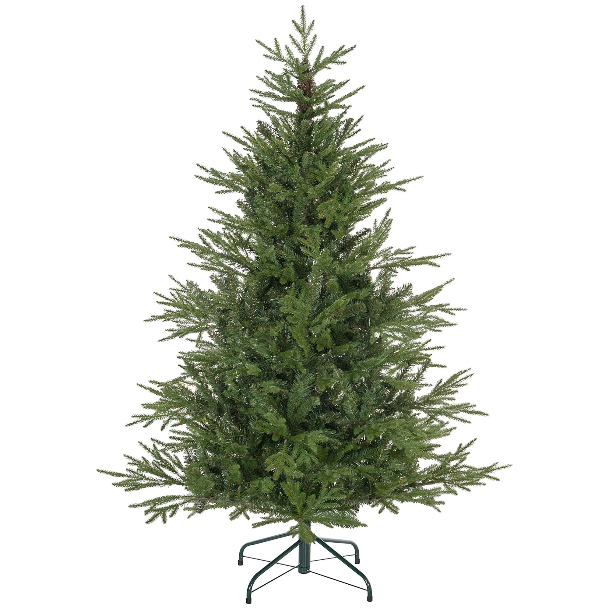 5ft Artificial Christmas Tree with 1724 Tips, Metal Base, Realistic Hinged Xmas Tree, Green