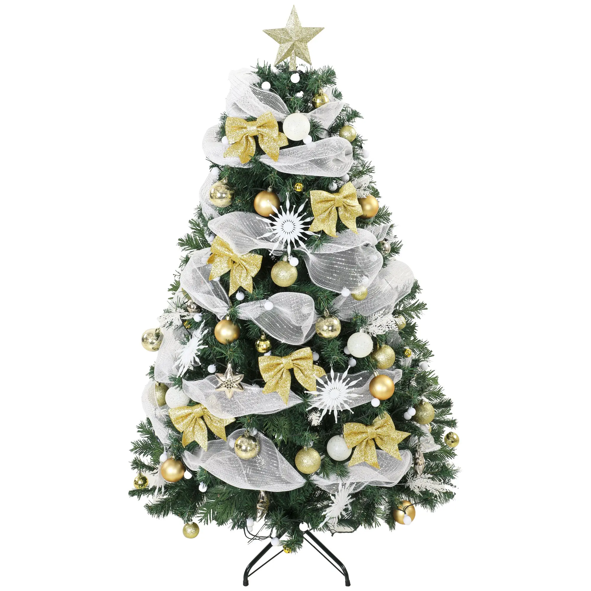 5ft Pre-Lit Xmas Tree with 150 LED Lights, 8 Modes, 450 Tips, Remote, Green