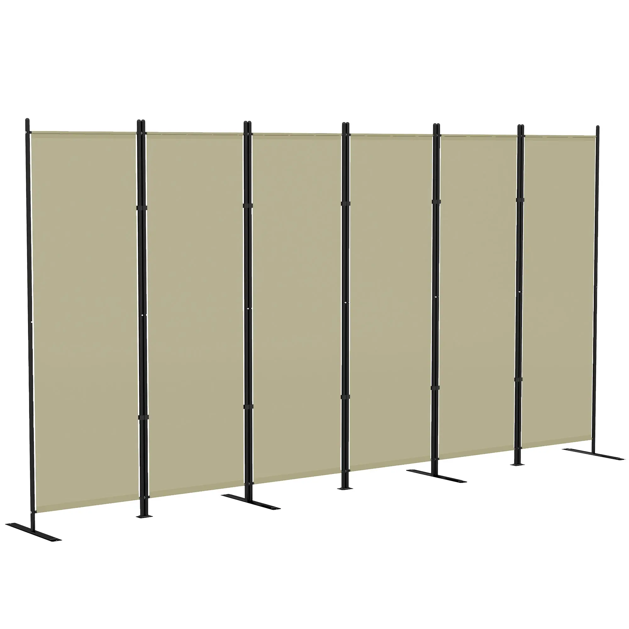 6 Panel Room Divider, 6 Ft Folding Privacy Screen, Portable Freestanding Partition Wall Divider for Home Office, Beige