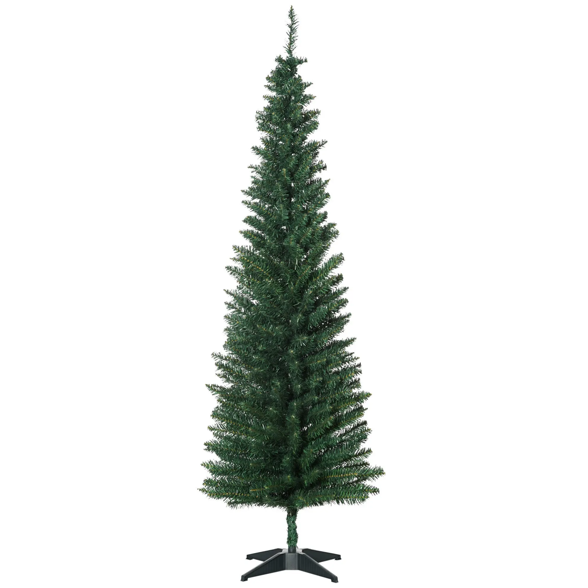 7ft Pencil Christmas Tree with 499 Realistic Branch Tips & Plastic Stand, Green