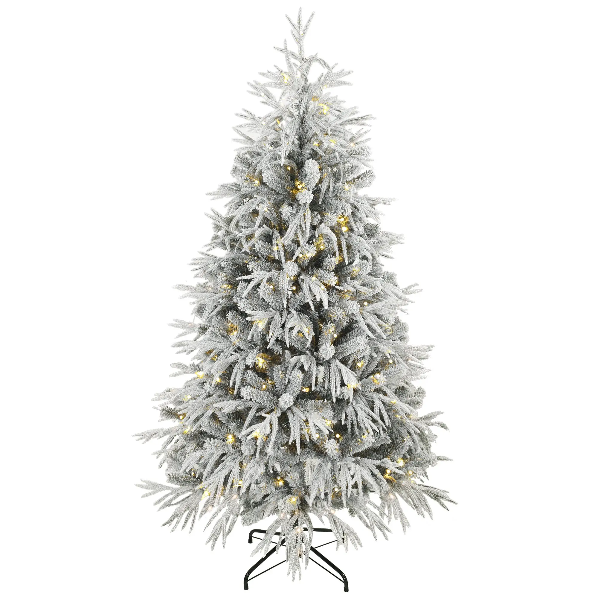 6ft Prelit Flocked Norfolk Pine Tree with 250 LEDs, 553 Tips, Green and White