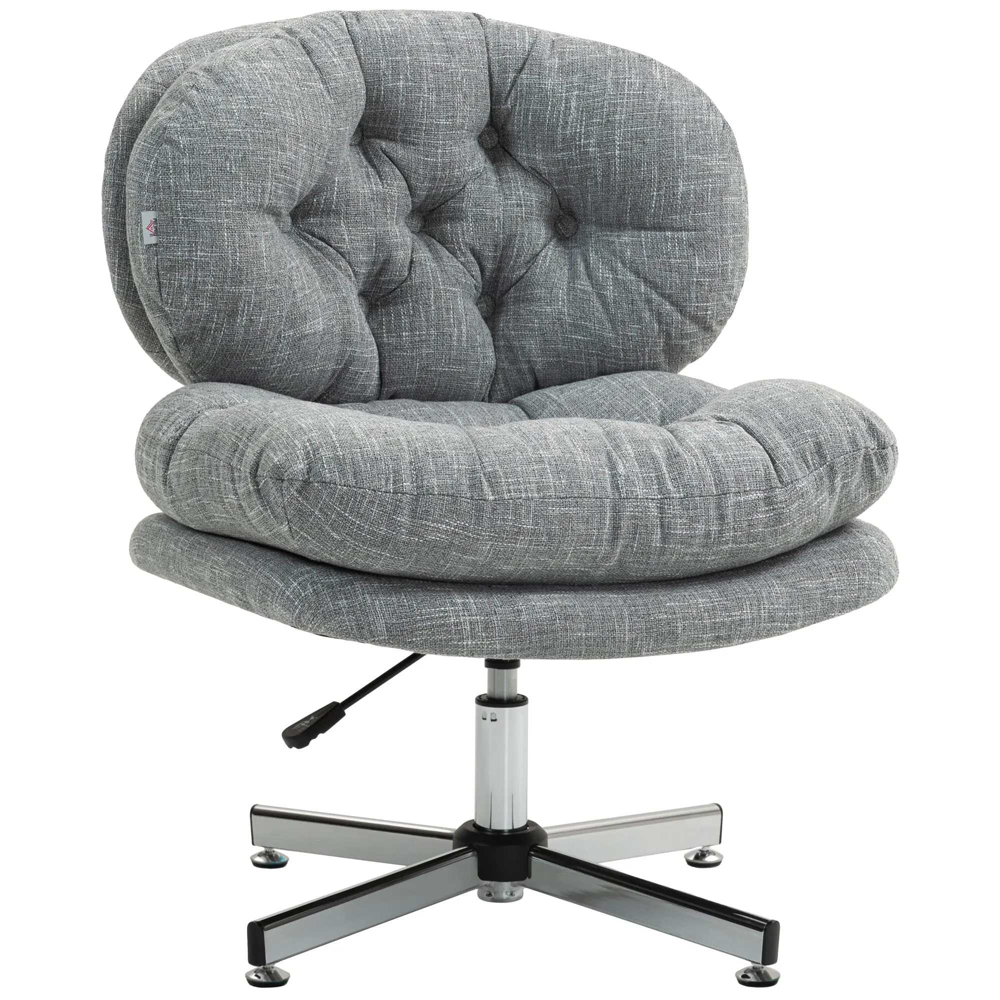 Armless Office Chair, Computer Desk Chair with Wide Padded Seat & Adjustable Height, Grey