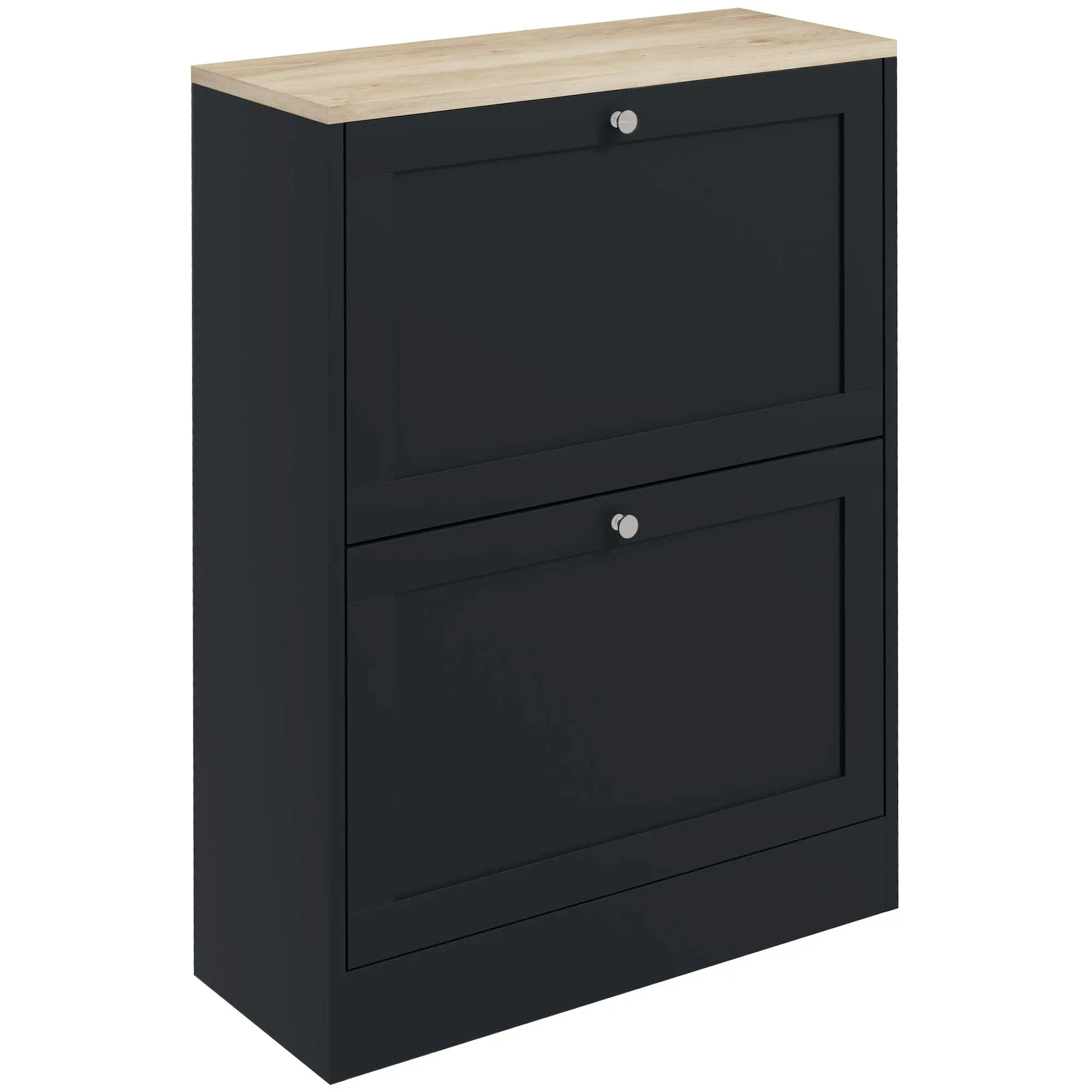 Narrow Shoe Cabinet with 2 Flip Drawers, Entryway Shoe Storage Unit for 12 Pairs, Black