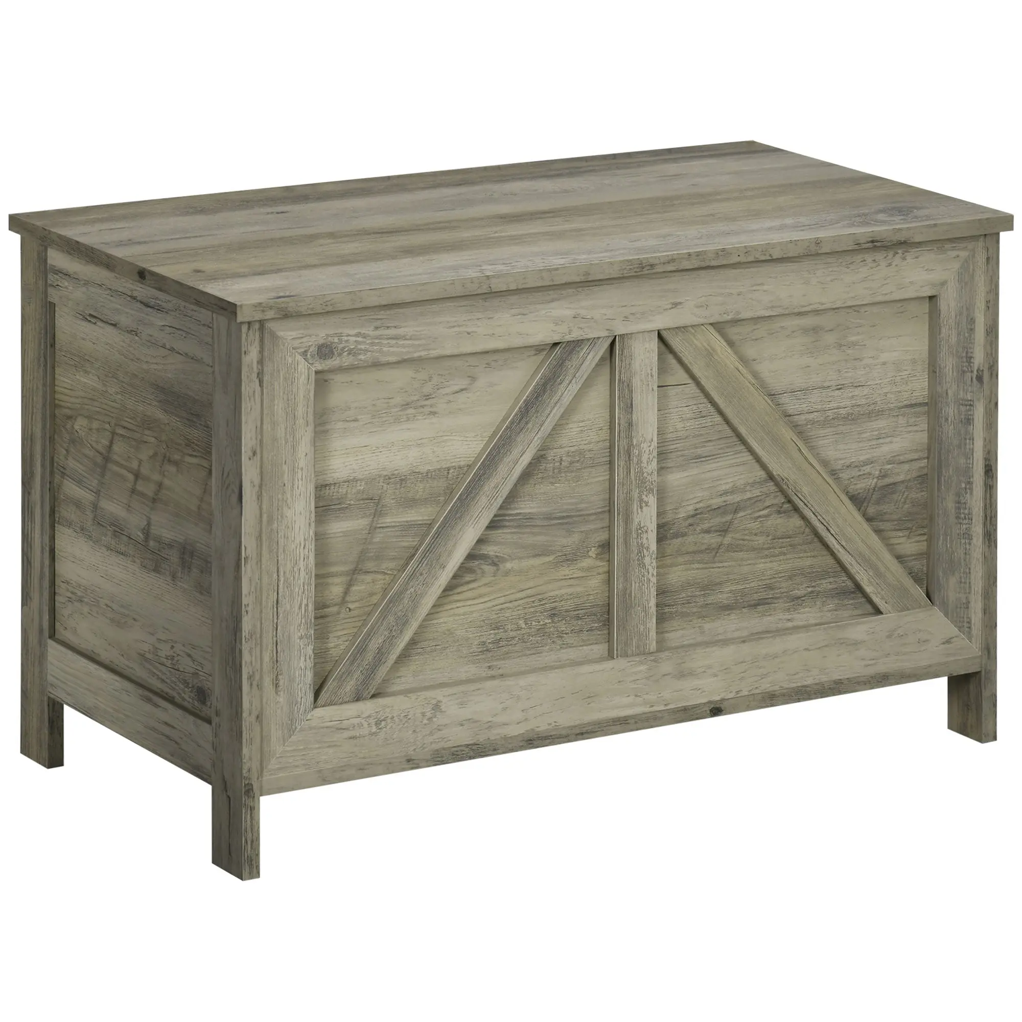 30" Farmhouse Storage Chest, Lift Top Box Organizer w/ Safety Hinge to Open Up 100°, White