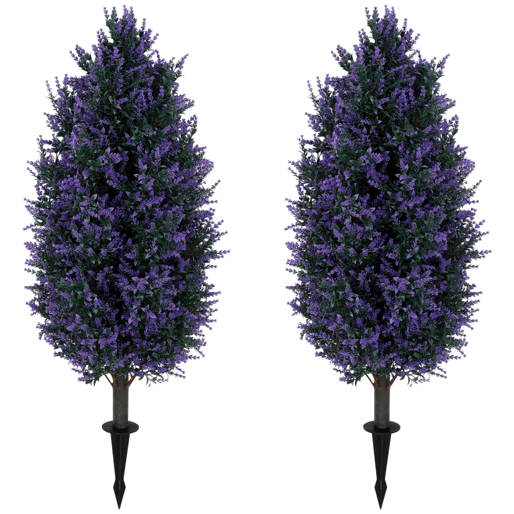 Set of 2 Artificial Lavender Flowers with Stakes, 90 cm Tall Indoor Outdoor Fake Plants Featuring 642 Blossoms, Blue