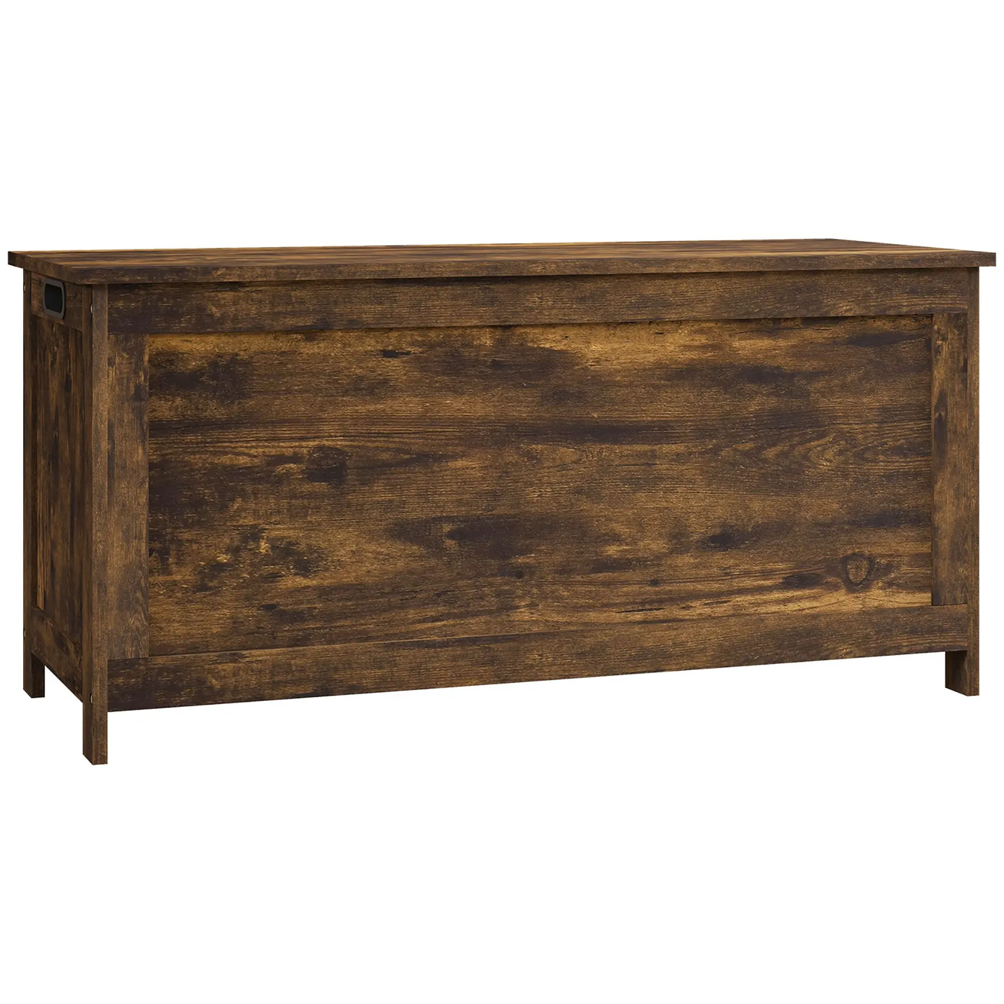 39.4" Storage Trunk w/ 2 Safety Hinges, Wooden Bench w/ Side Handles, Rustic Brown
