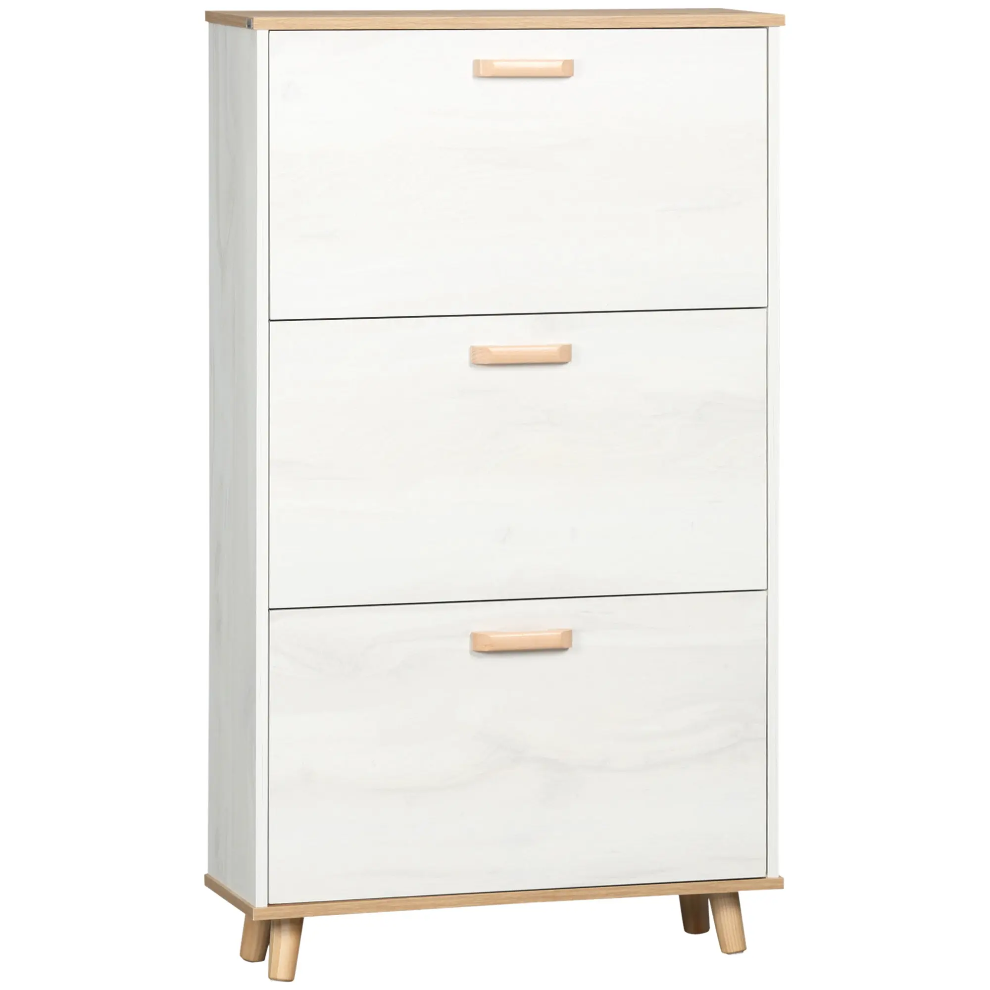 Modern Shoe Cabinet with 3 Flip Drawers, 12 Pair Shoe Rack Cabinet for Hallway, White